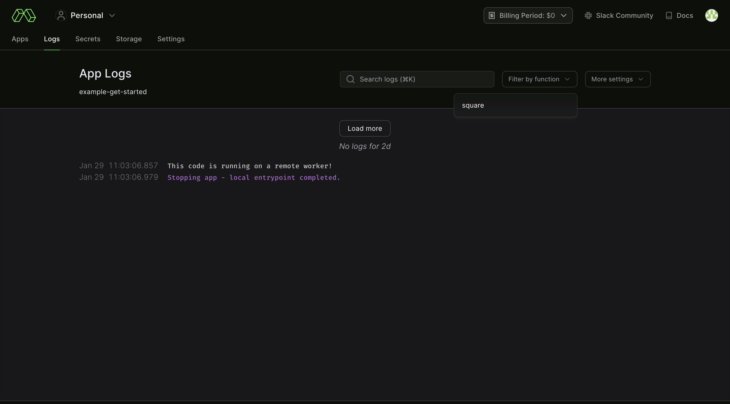Modal screen