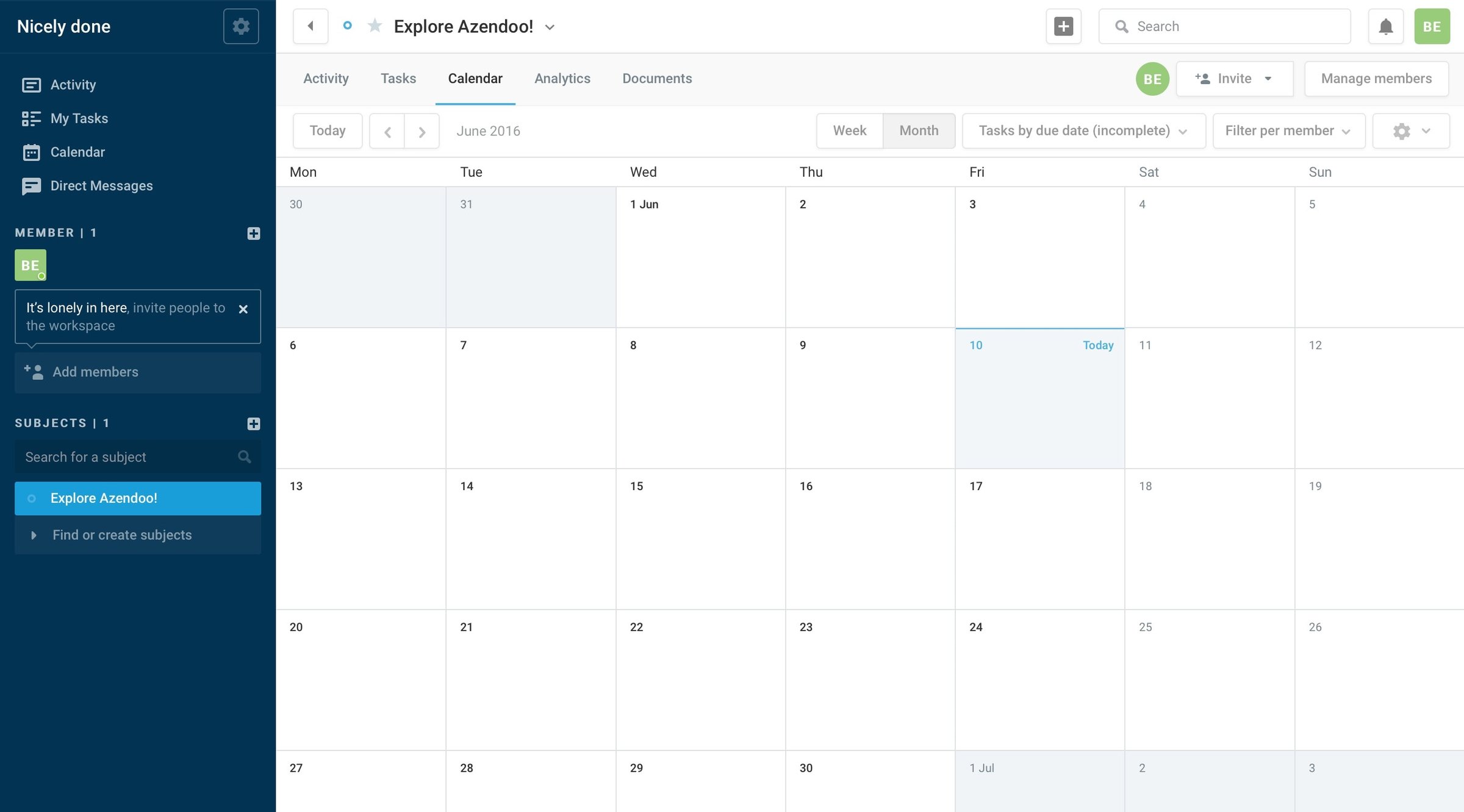 Azendoo - Calendar screen