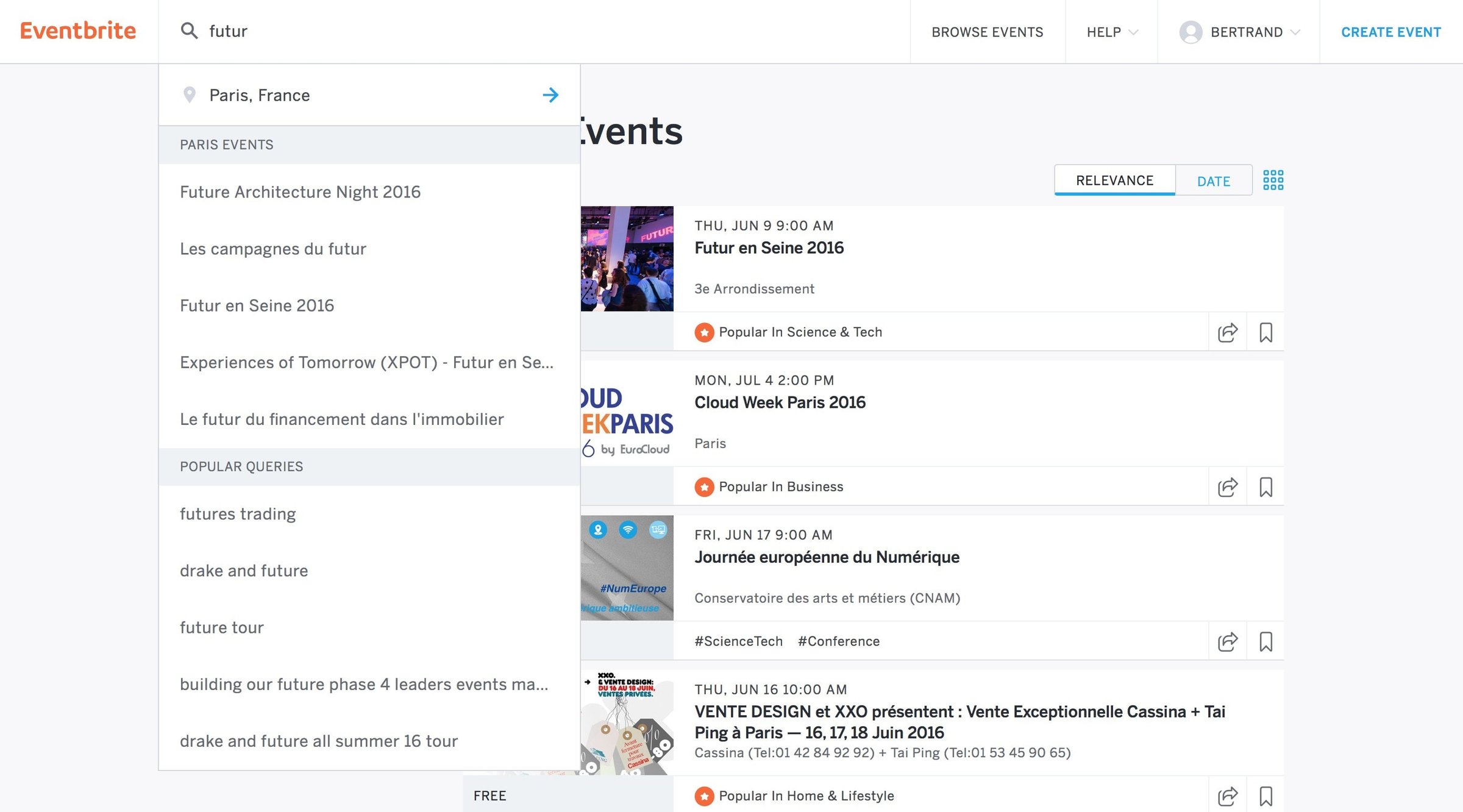 Eventbrite - Search screen