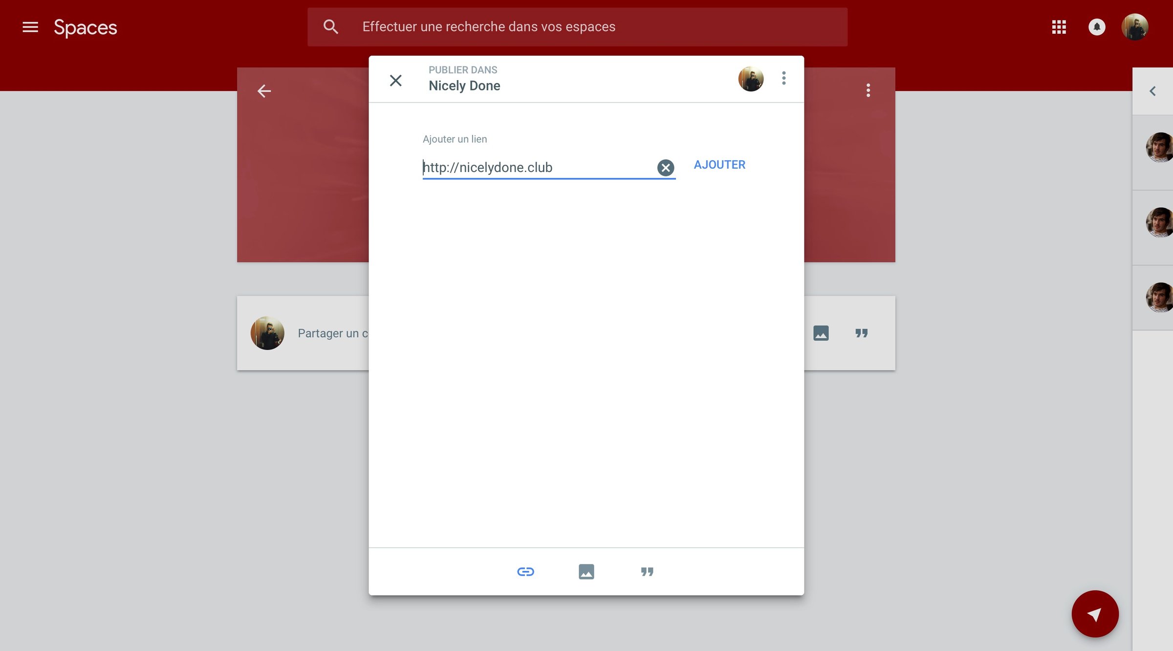 Create from Google spaces