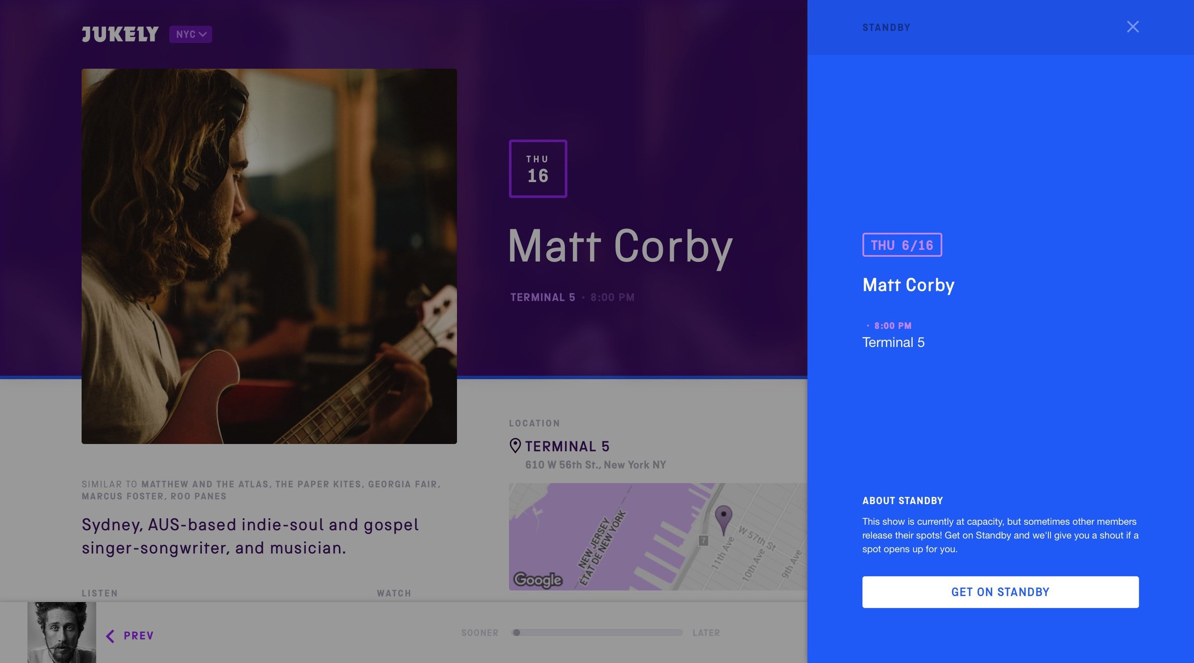 Jukely - Popover screen