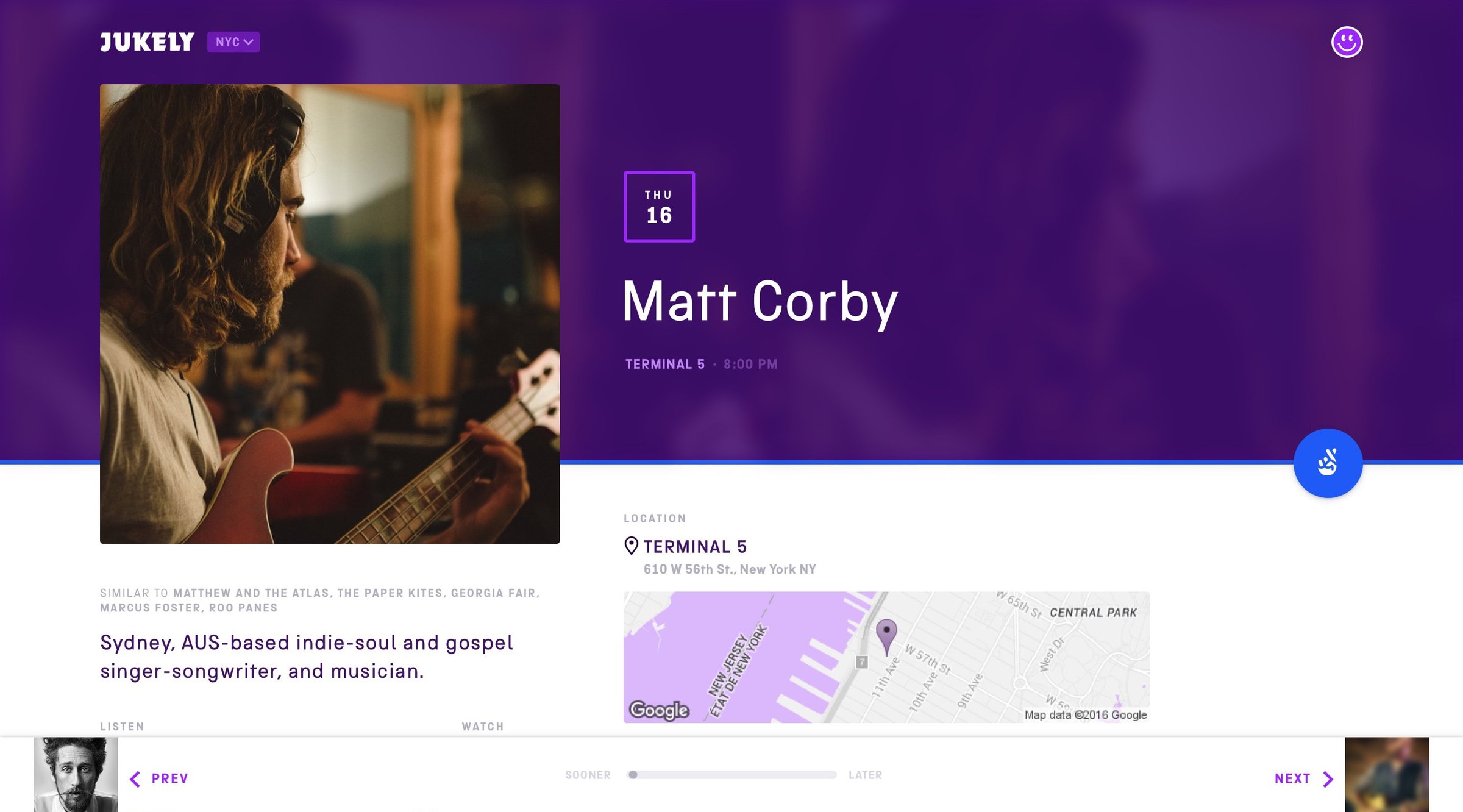 Jukely - Single screen