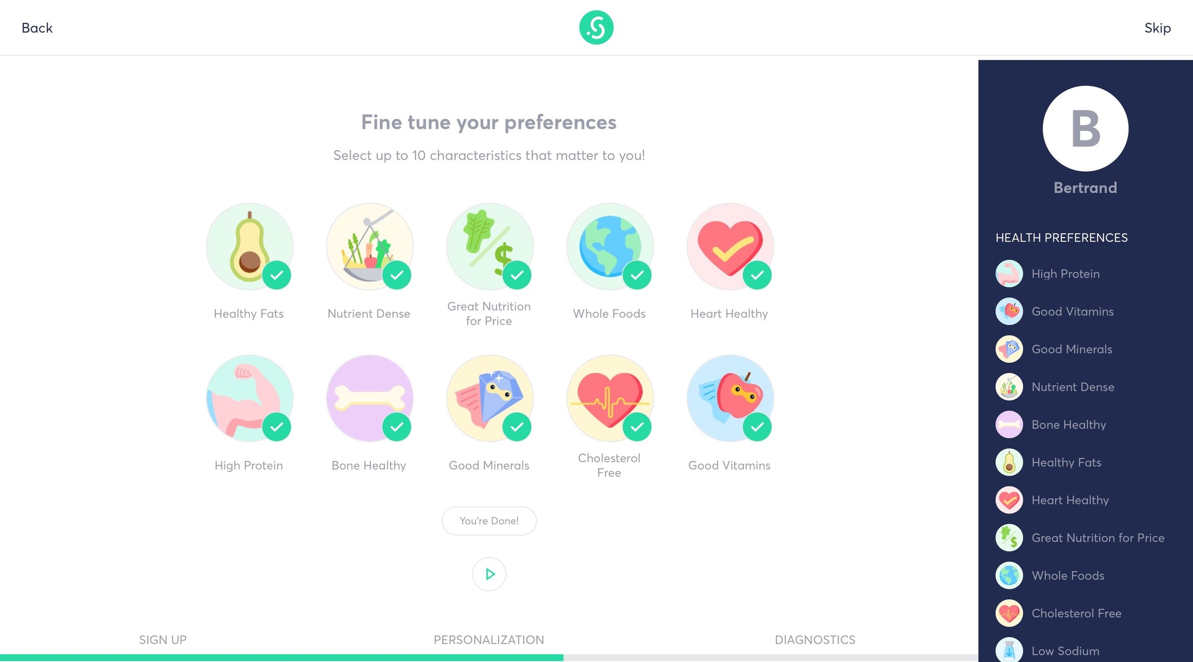 Sage project - Onboarding screen