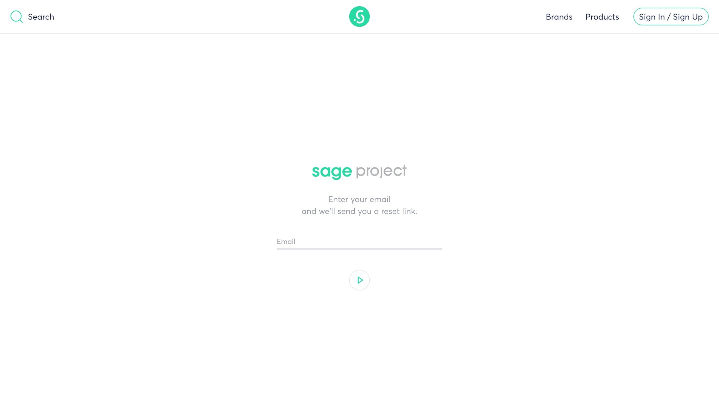 Sage project - Password reset screen