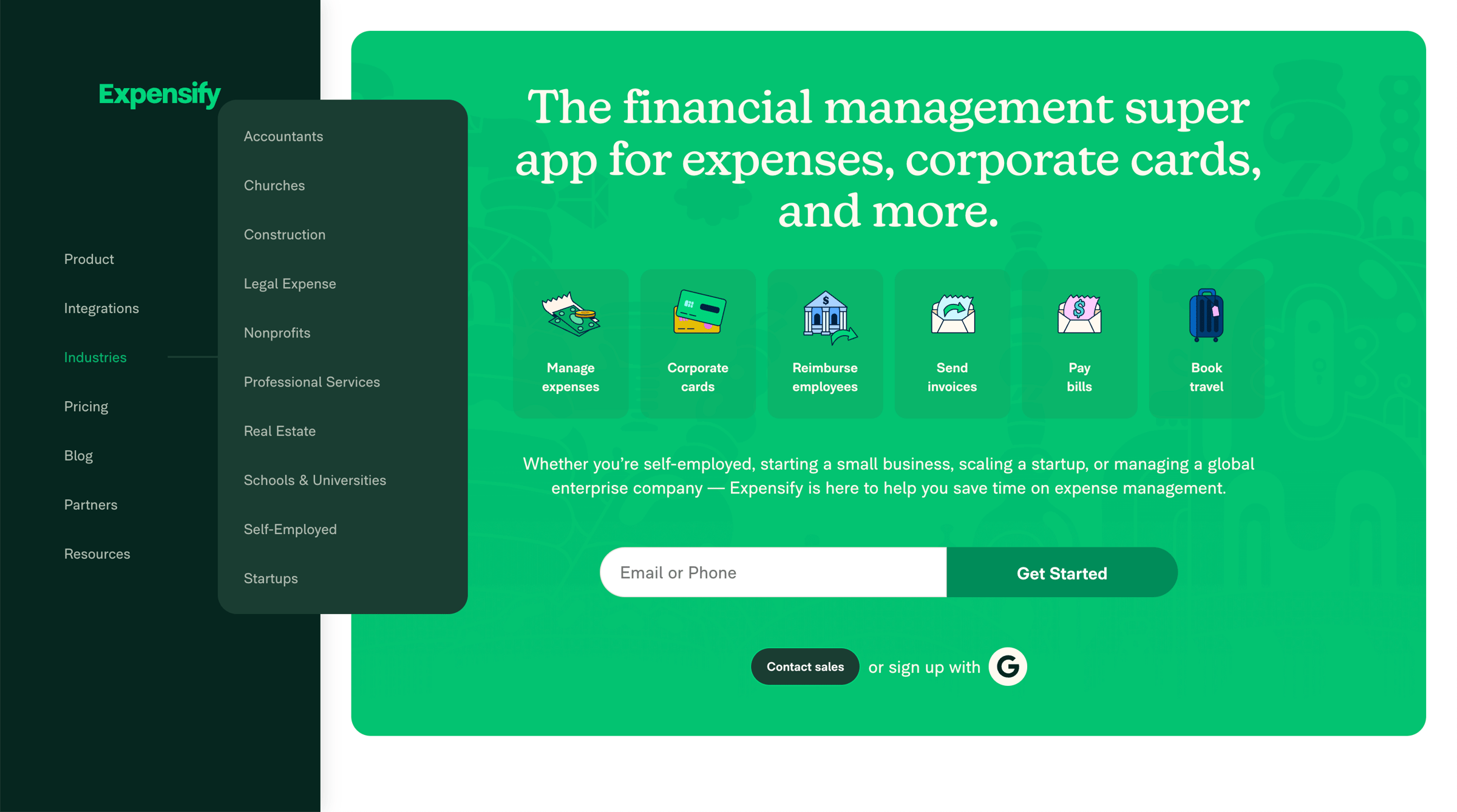 Expensify - Expense Report Software | Manage Your Company Spend screen