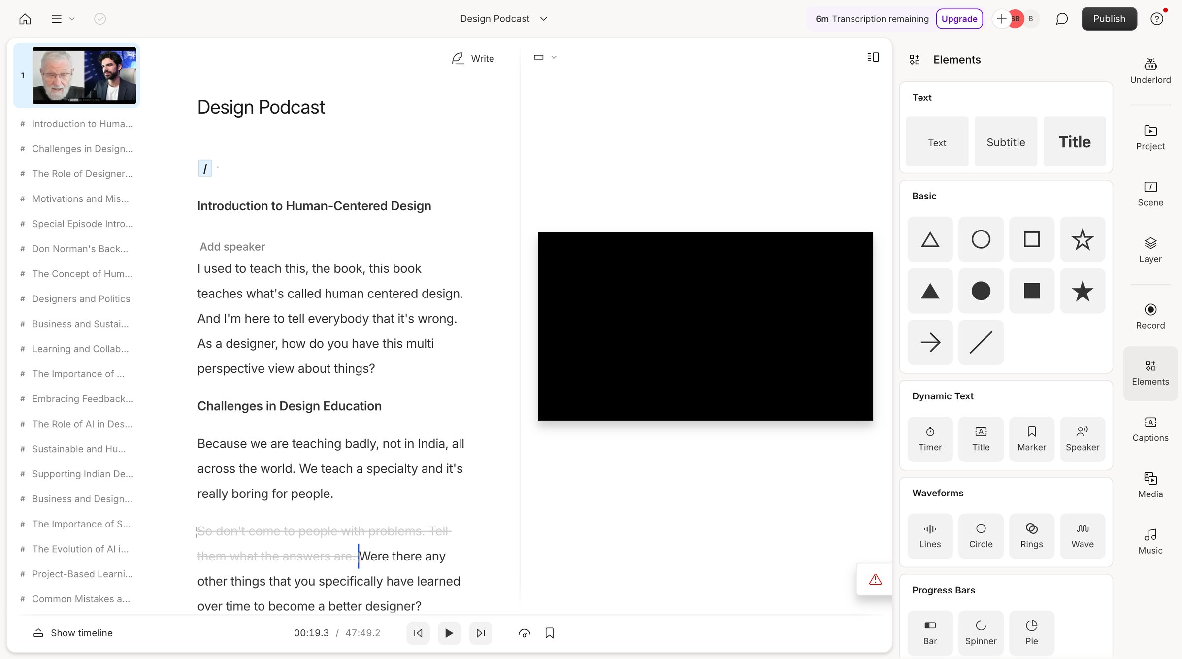 Descript - Design Podcast - Descript screen