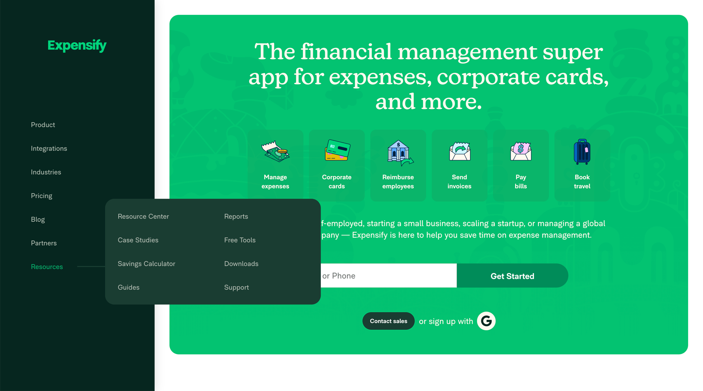 Expensify - Expense Report Software | Manage Your Company Spend screen
