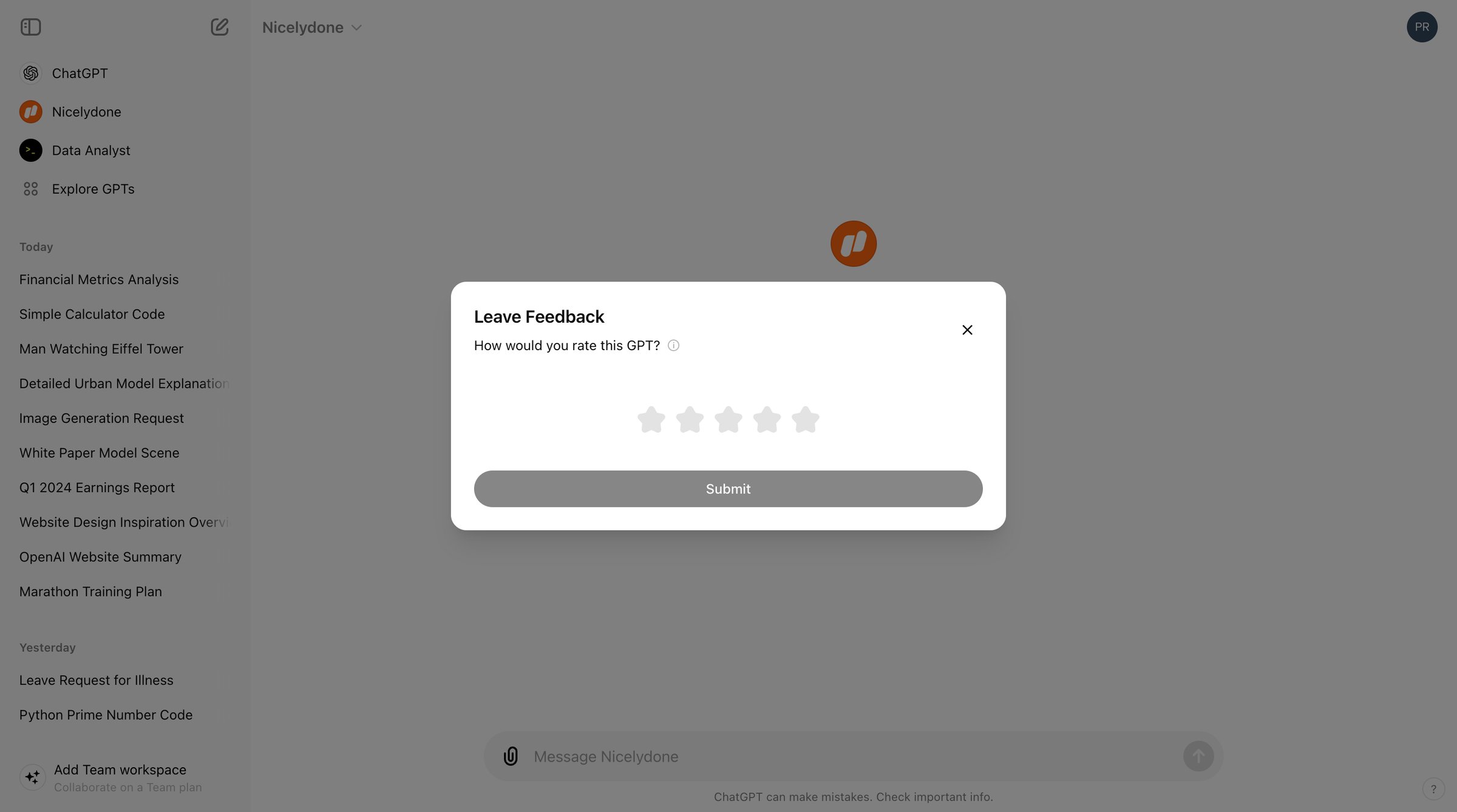 ChatGPT - ChatGPT - Nicelydone screen