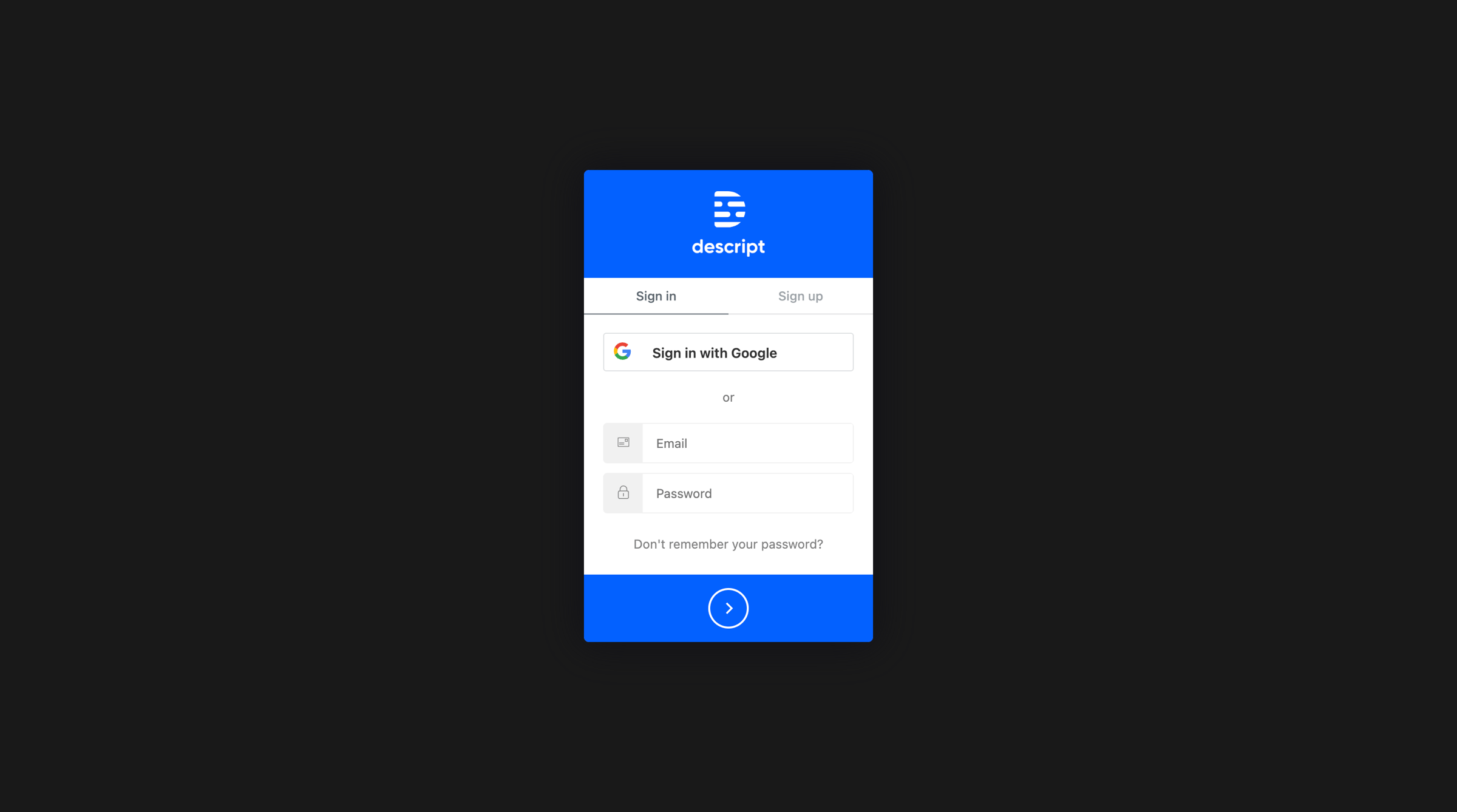 Descript screen