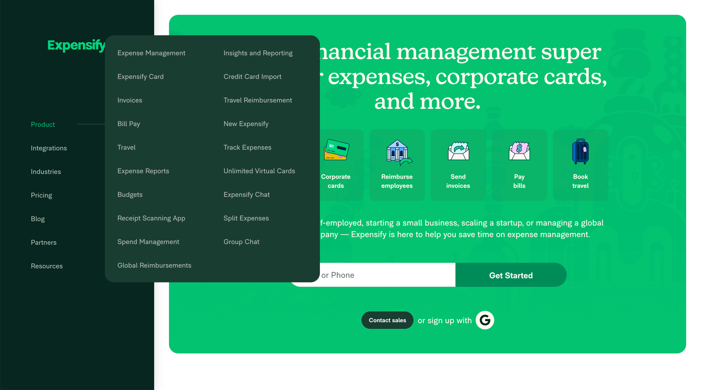 Expensify - Expense Report Software | Manage Your Company Spend screen