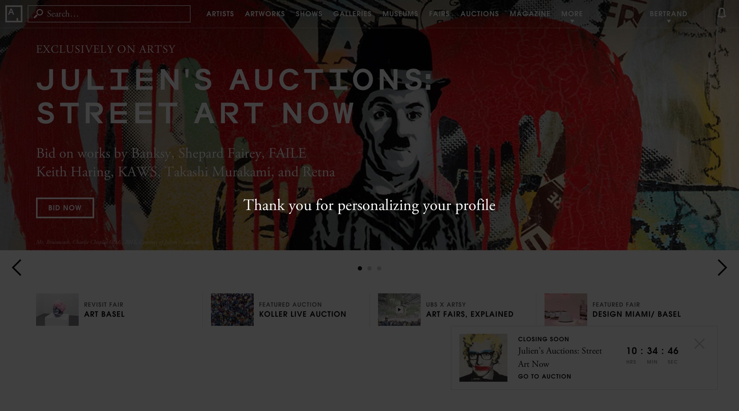 Artsy - Onboarding screen