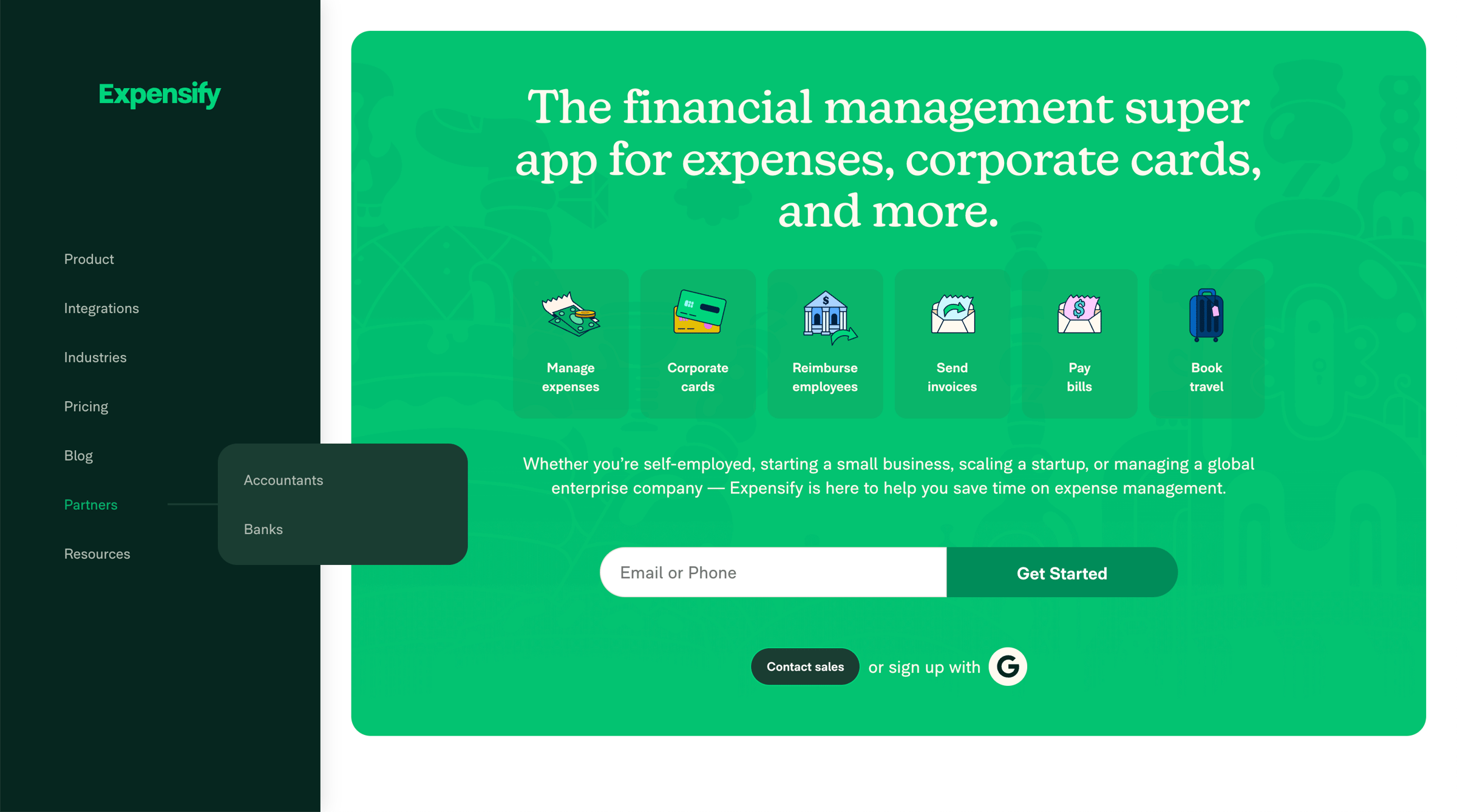 Expensify - Expense Report Software | Manage Your Company Spend screen