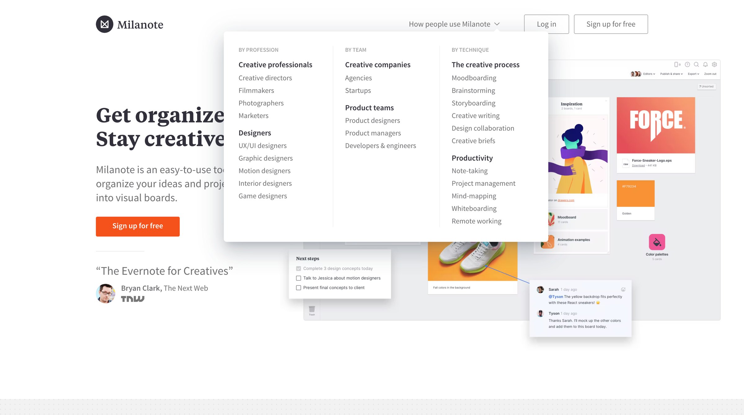Milanote - Milanote - the tool for organizing creative projects screen