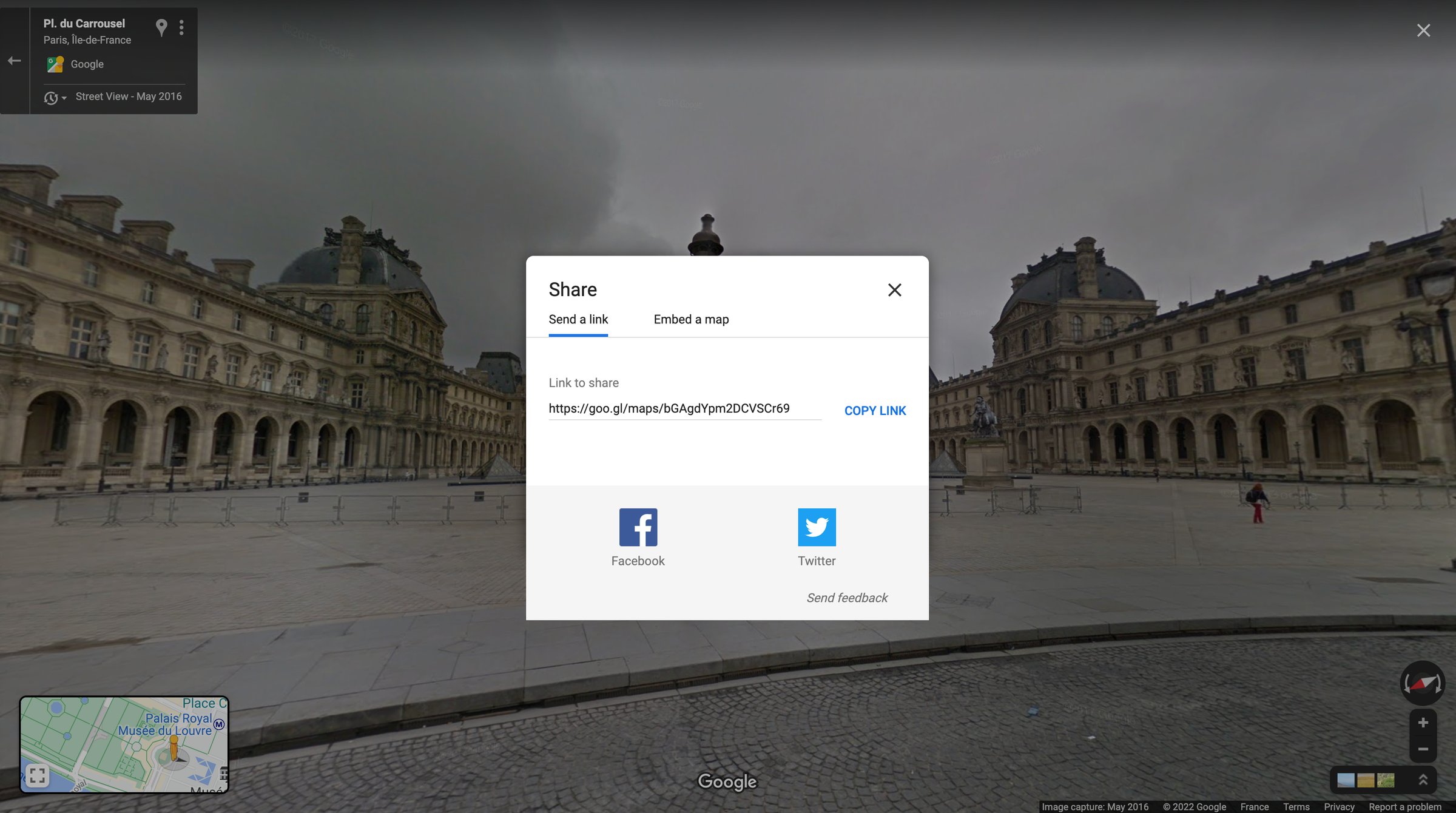 Google maps - Pl. du Carrousel - Google Maps screen