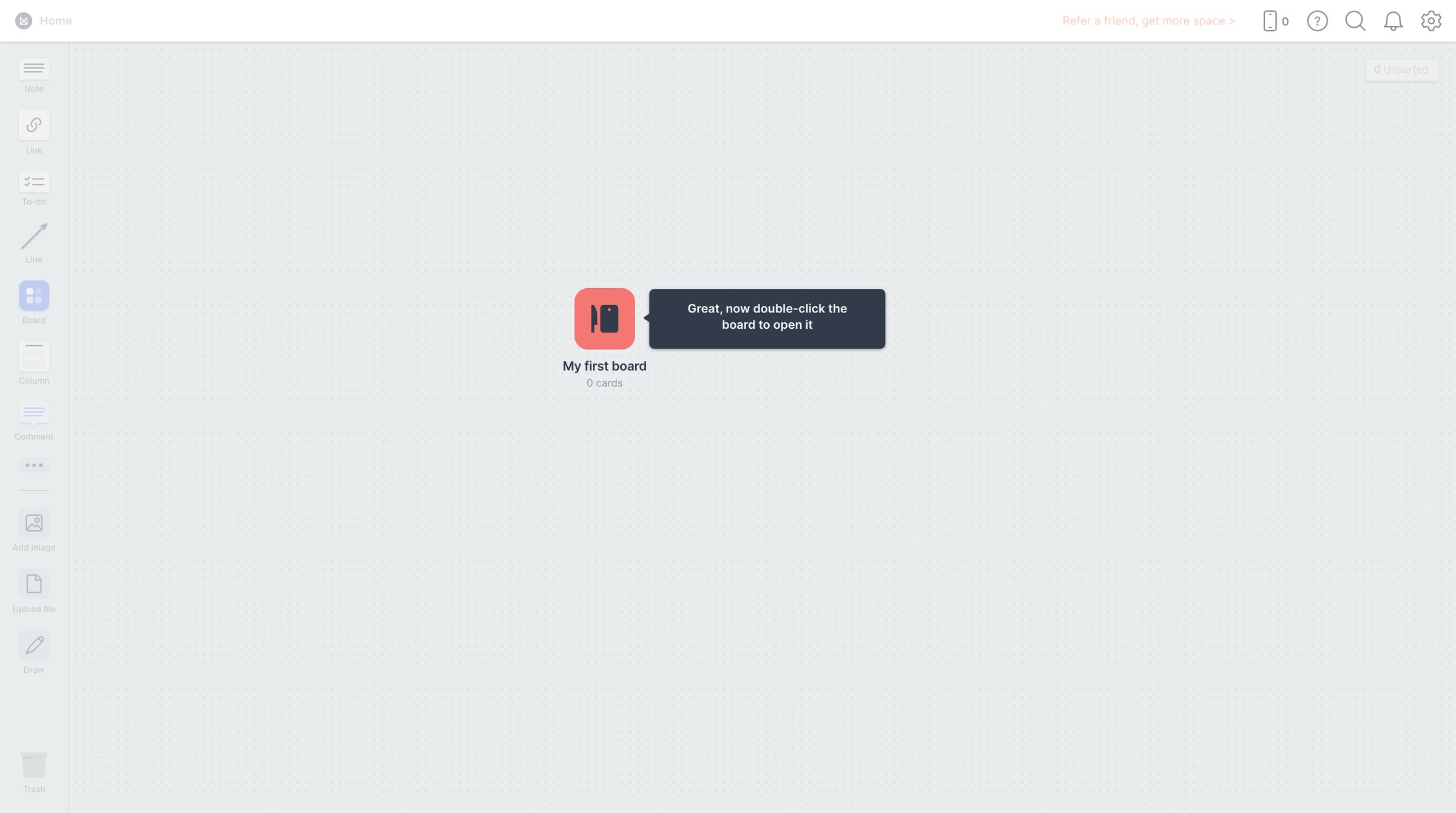 Milanote screen