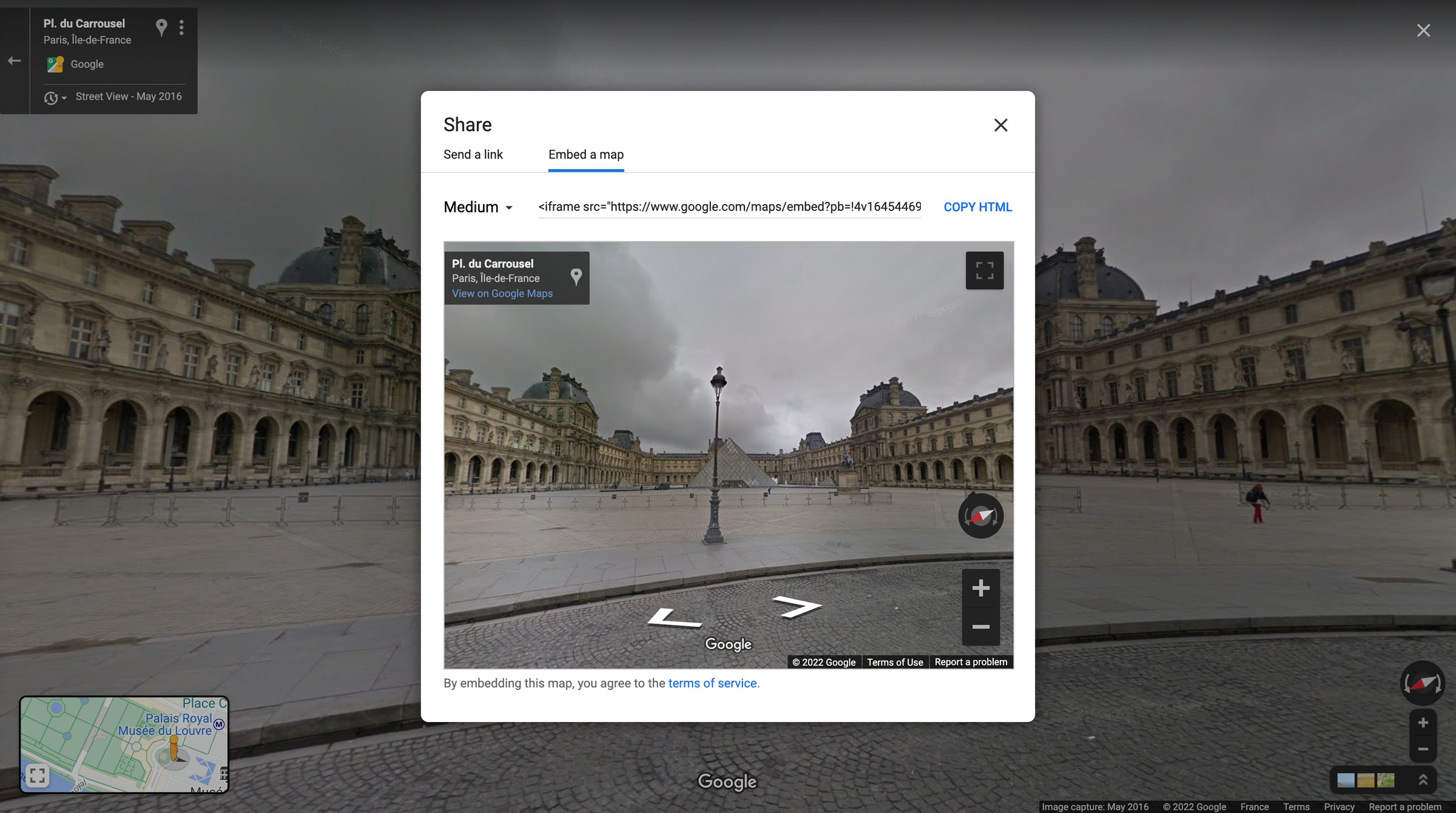 Google maps - Pl. du Carrousel - Google Maps screen