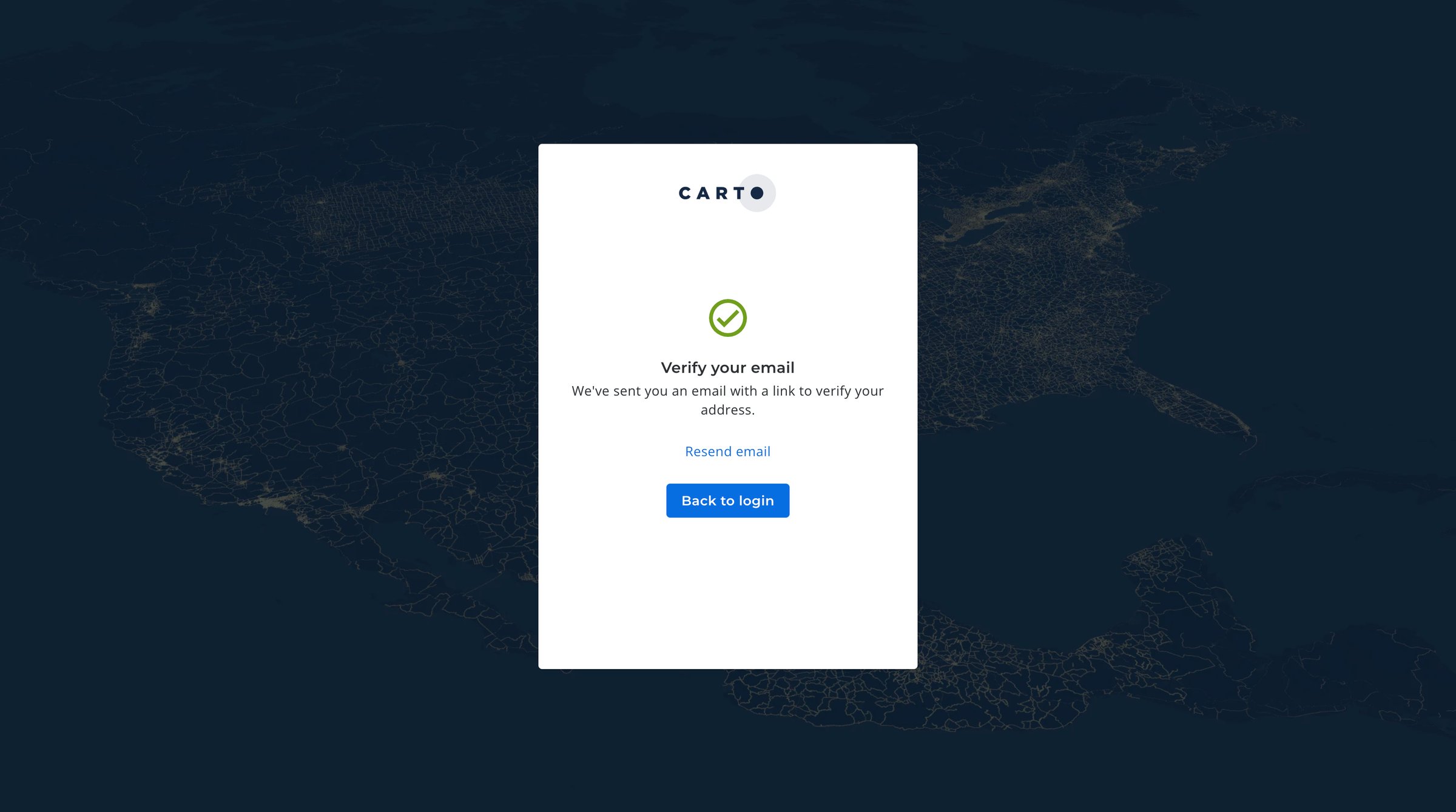 Carto - CARTO Accounts screen
