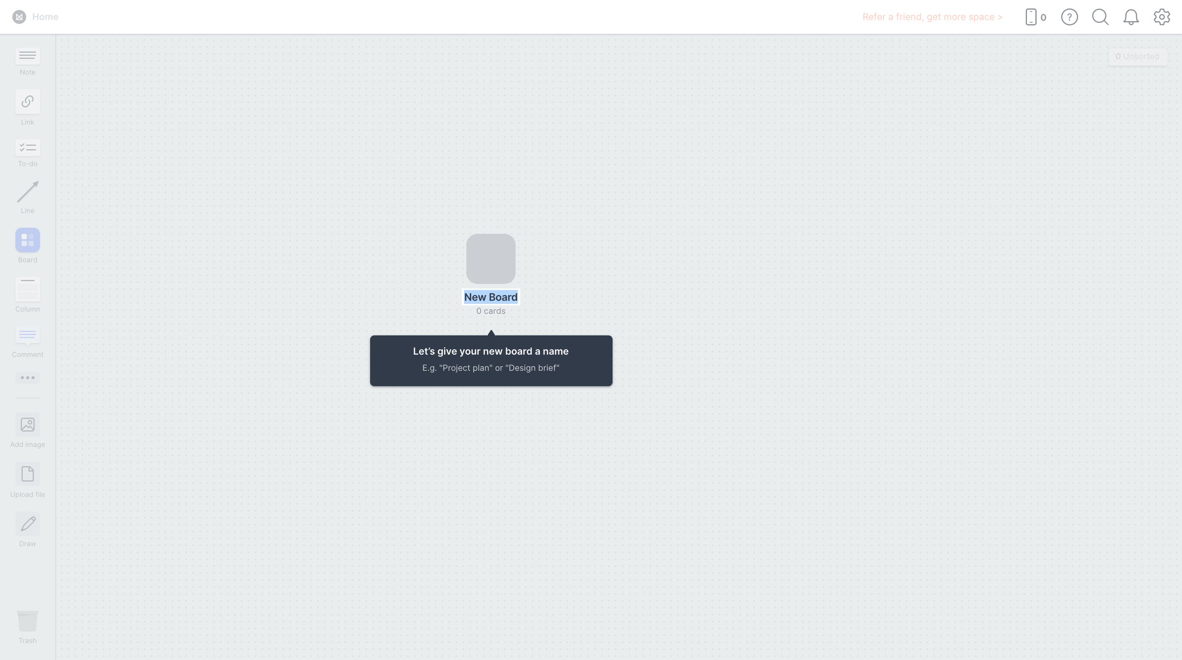 Milanote screen