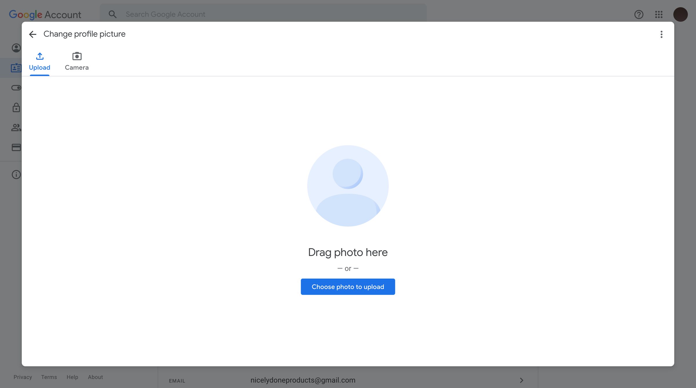 Google Account - Personal info screen