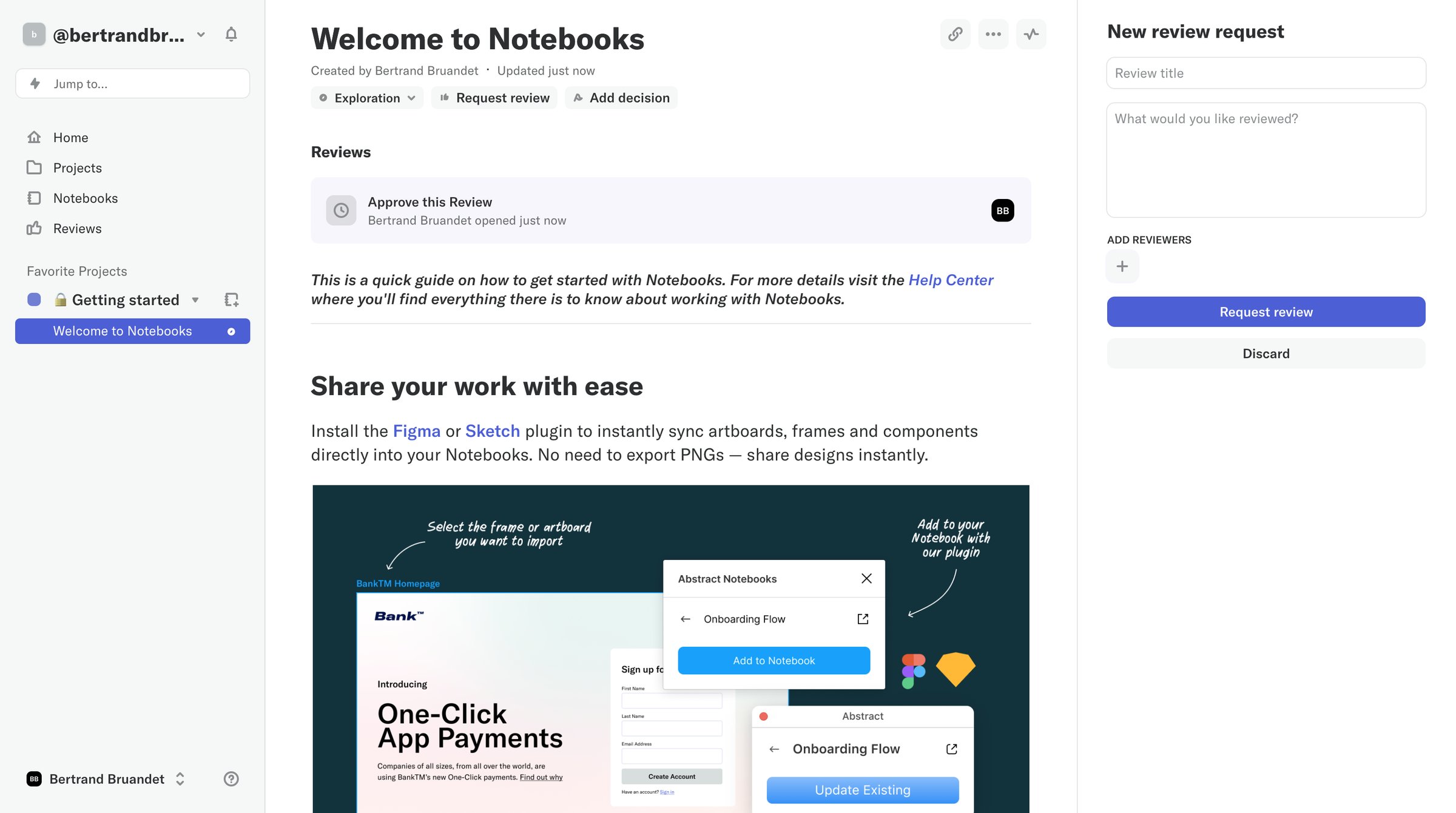 Abstract - Welcome to Notebooks screen