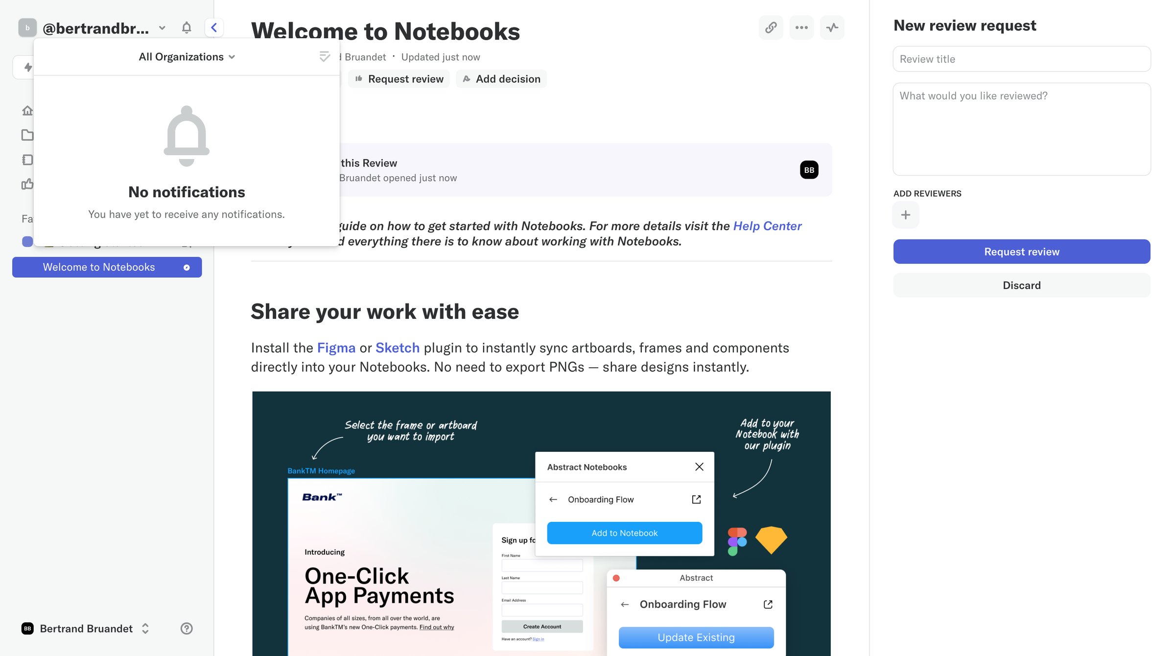 Abstract - Welcome to Notebooks screen