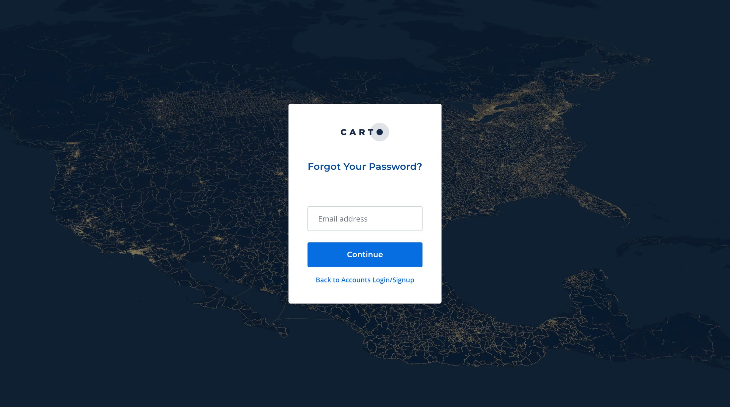 Carto - CARTO Accounts screen
