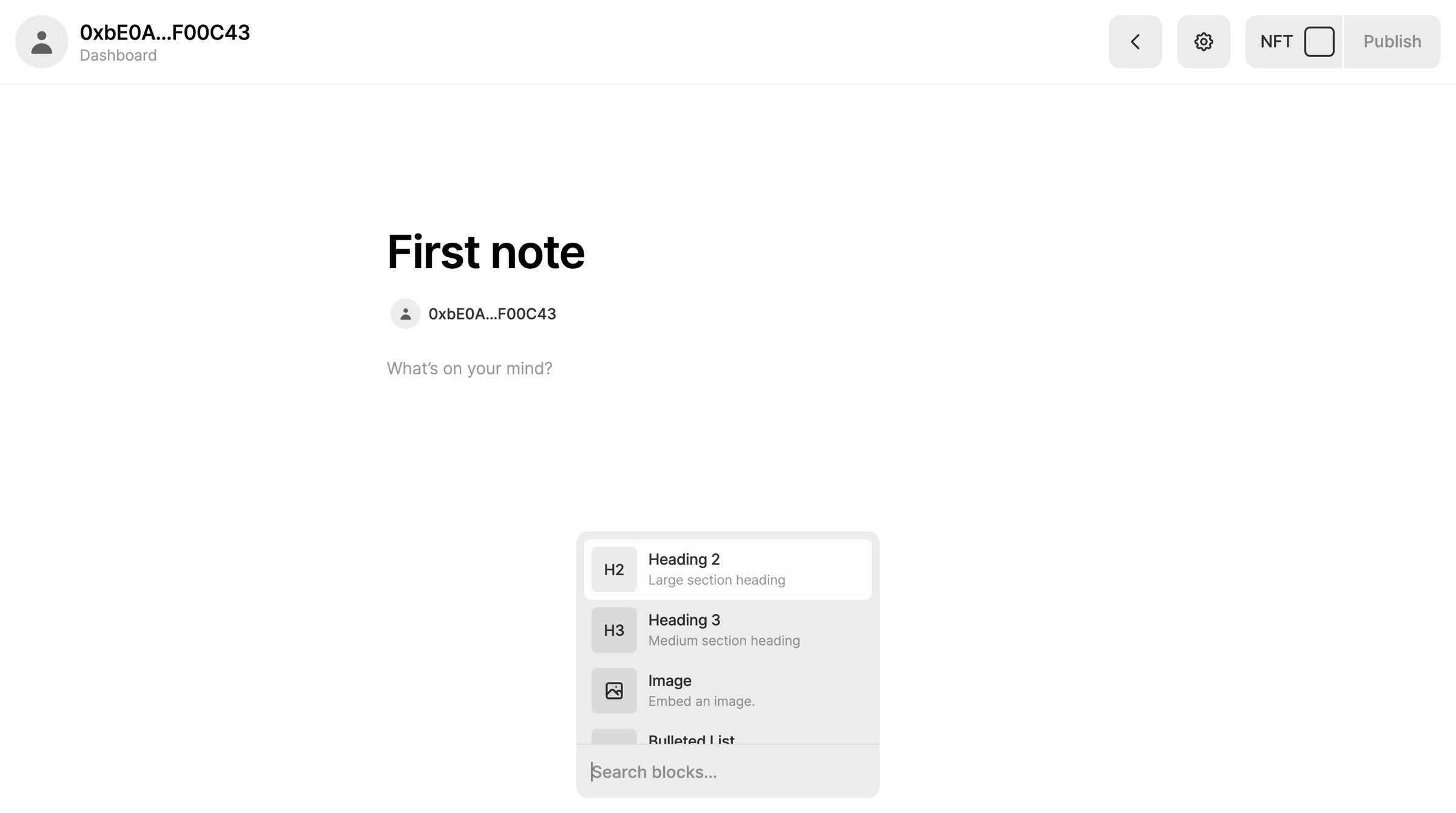 Mirror - Write – Dashboard – Mirror screen