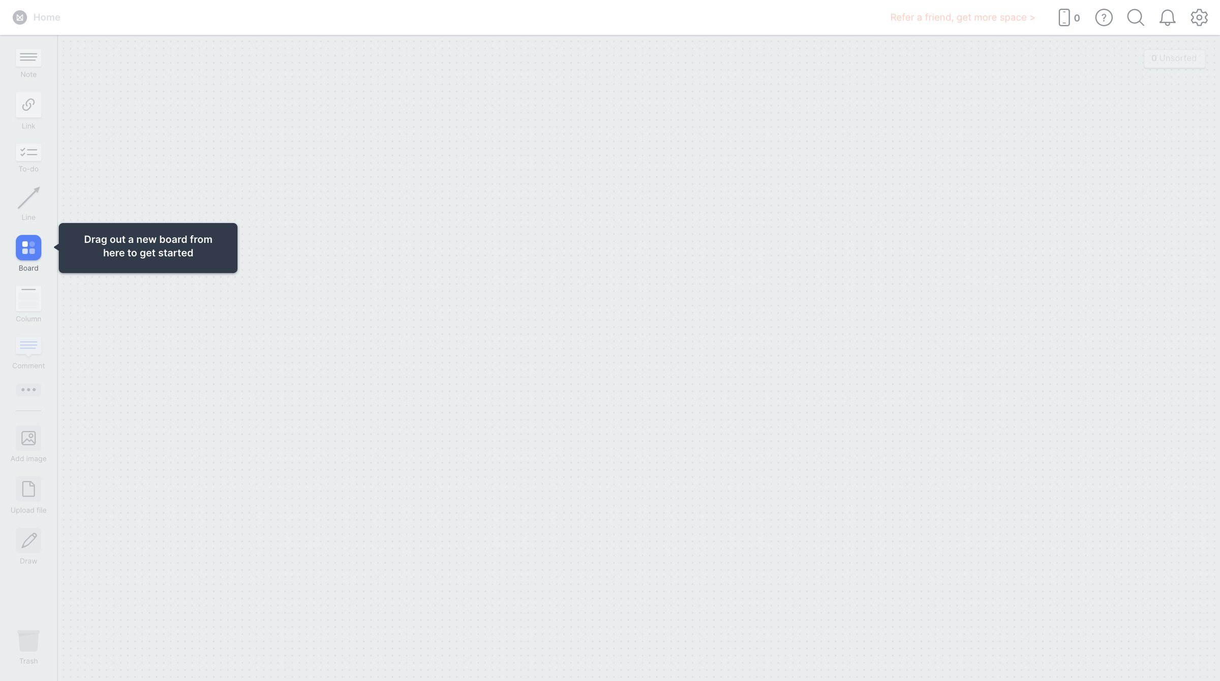 Milanote screen