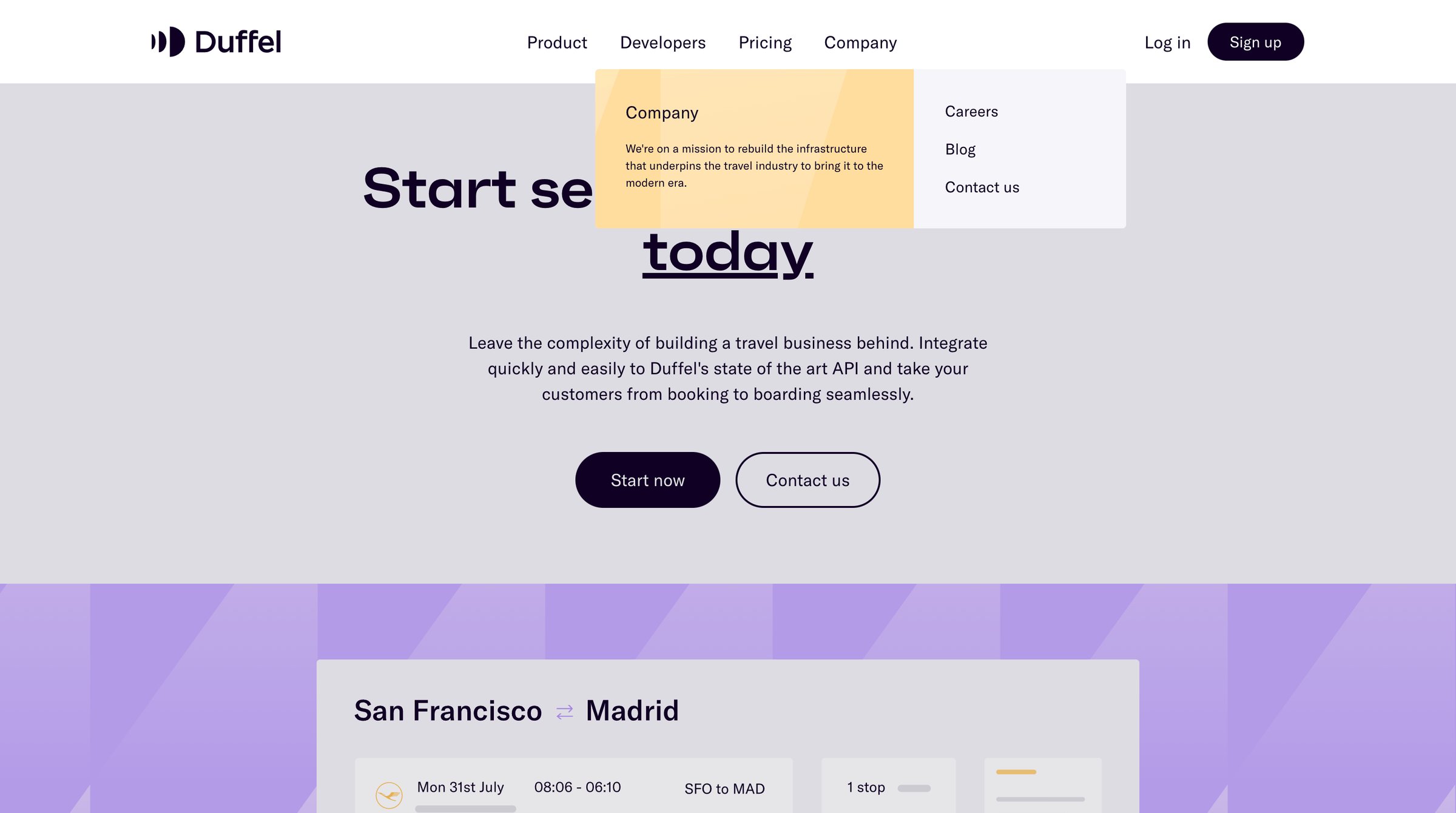 Duffel - Duffel - The best API to sell flights online screen