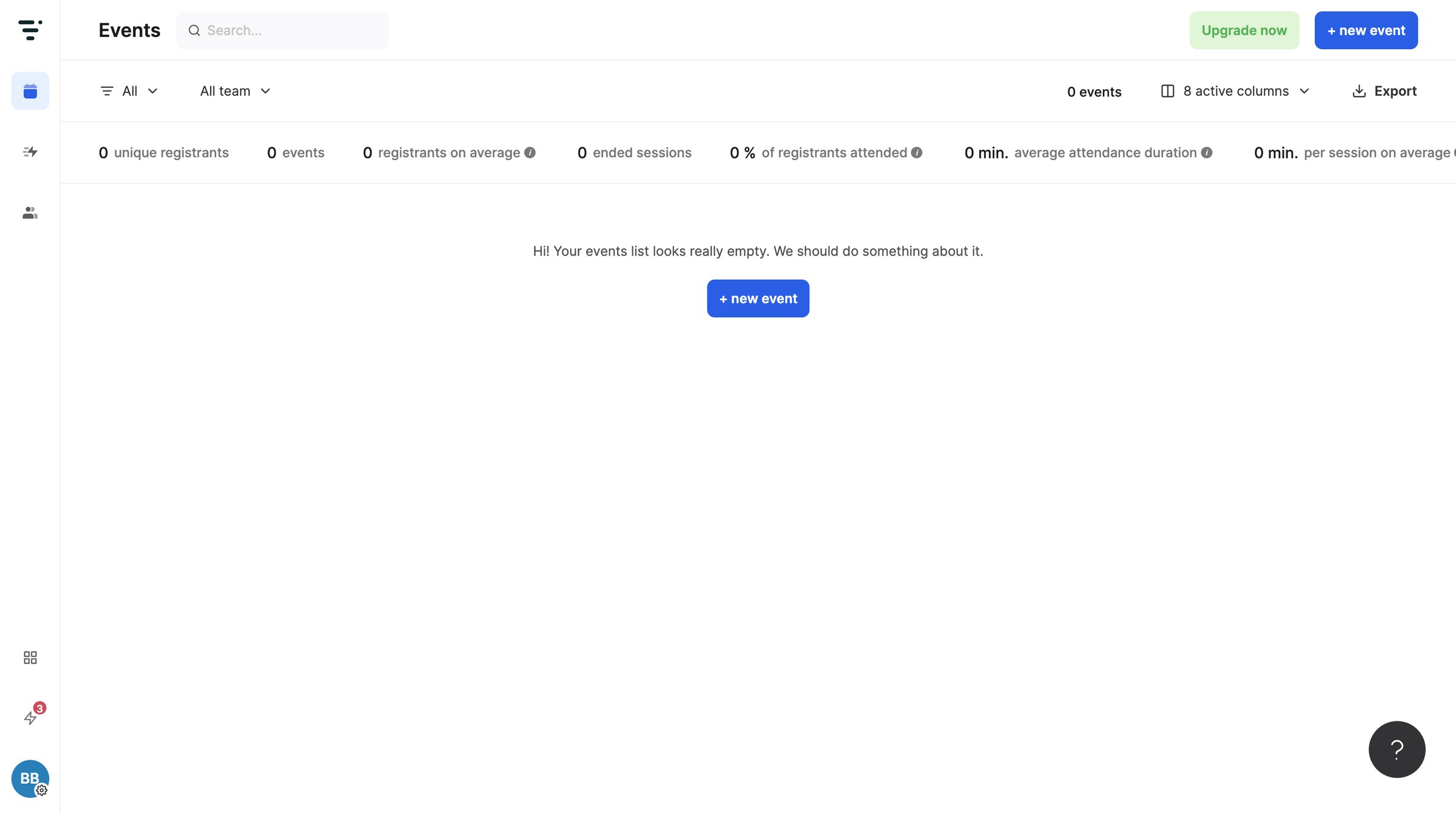 Livestorm - Dashboard | Livestorm screen