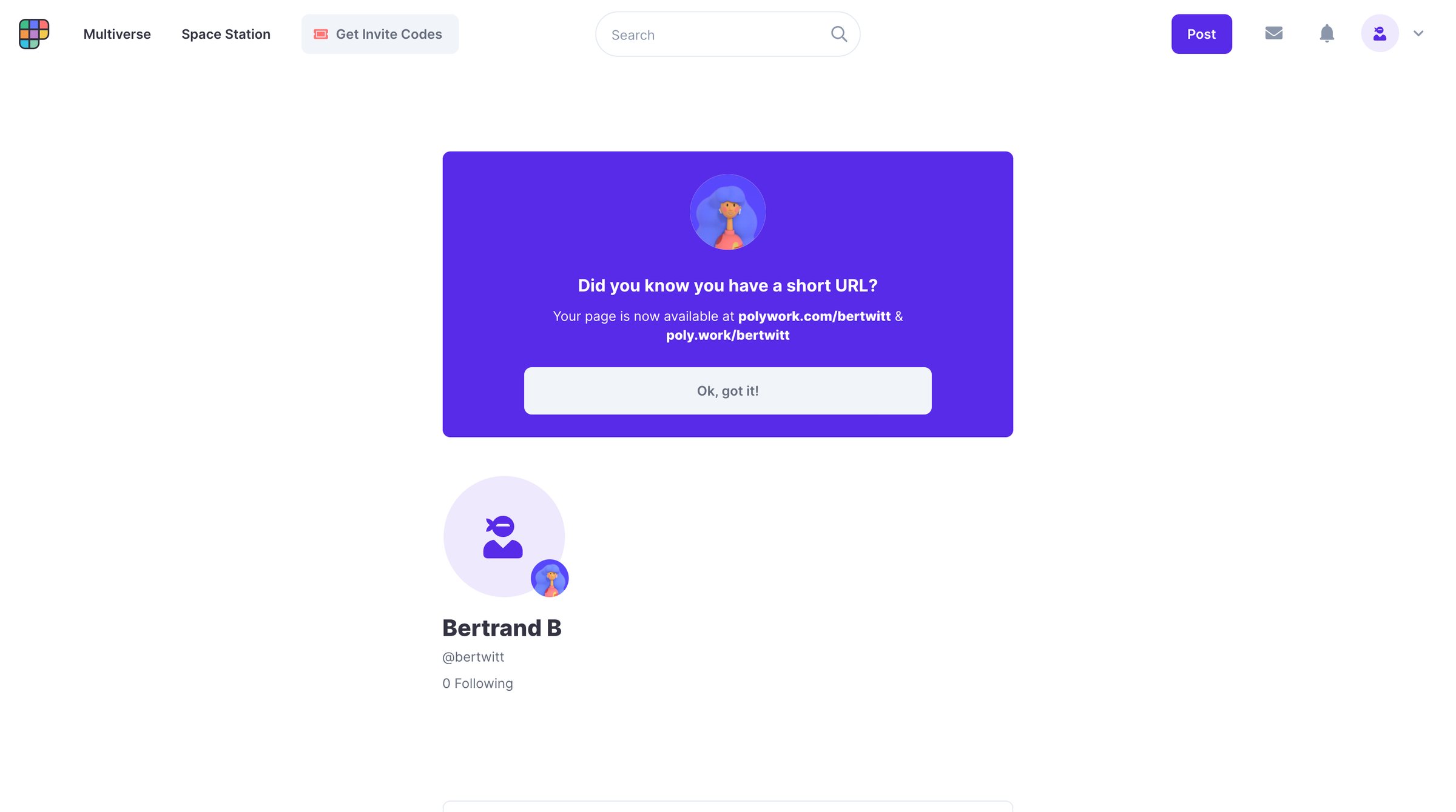 Polywork - Bertrand Bs page @bertwitt Built on Polywork screen