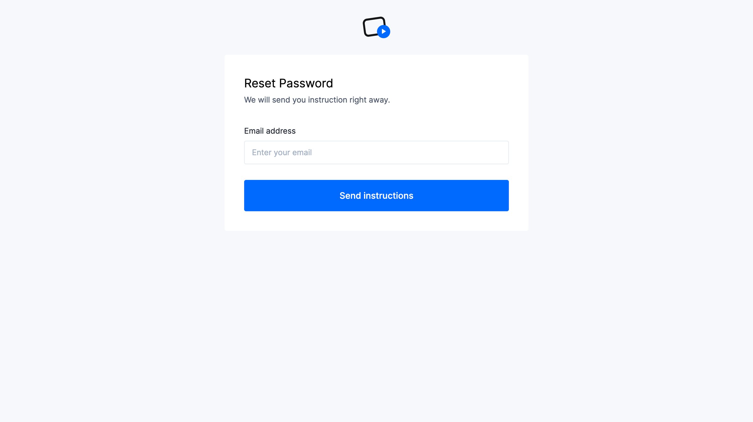 Uscreen - Reset password screen