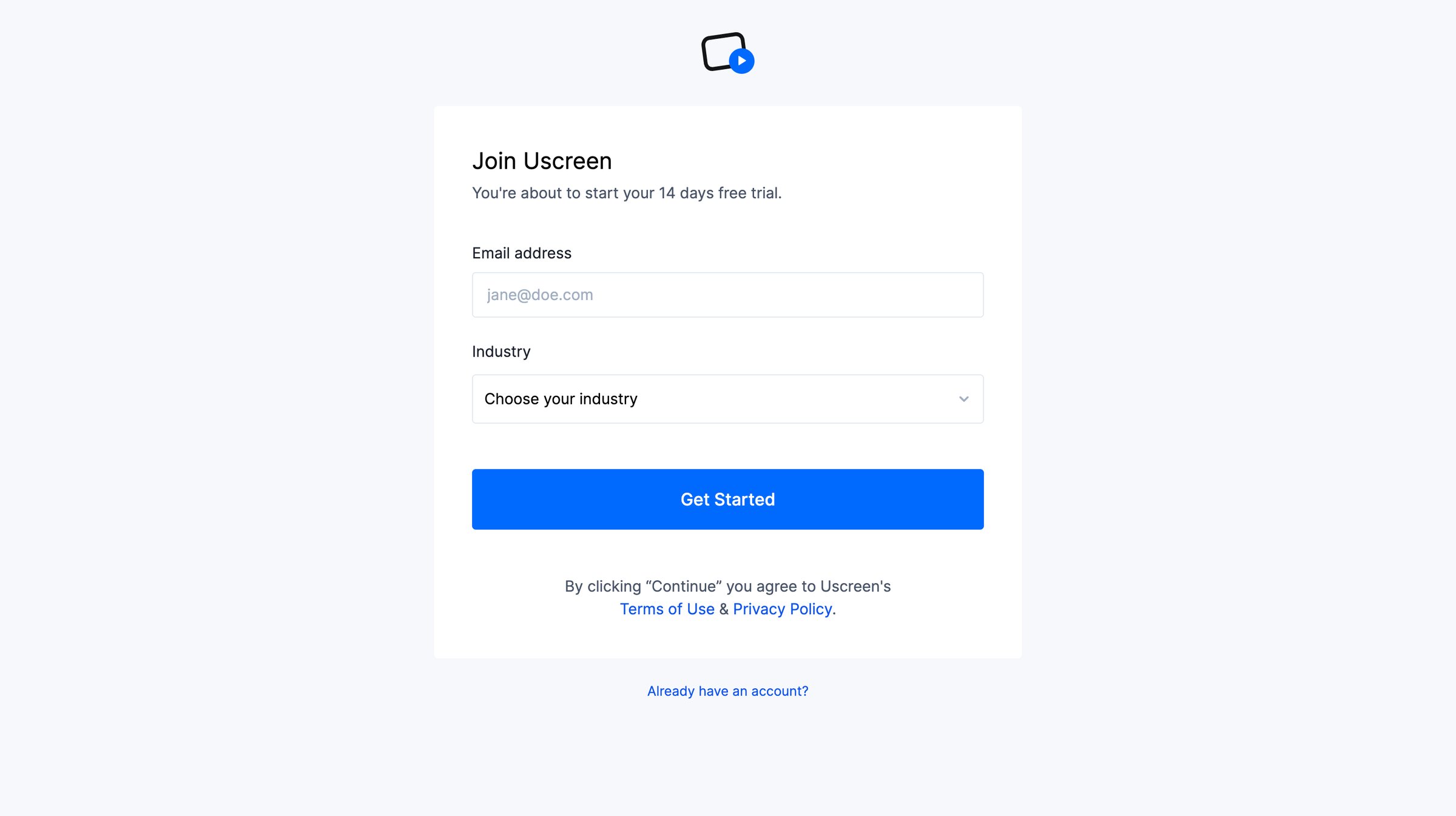 Uscreen - Join Uscreen screen