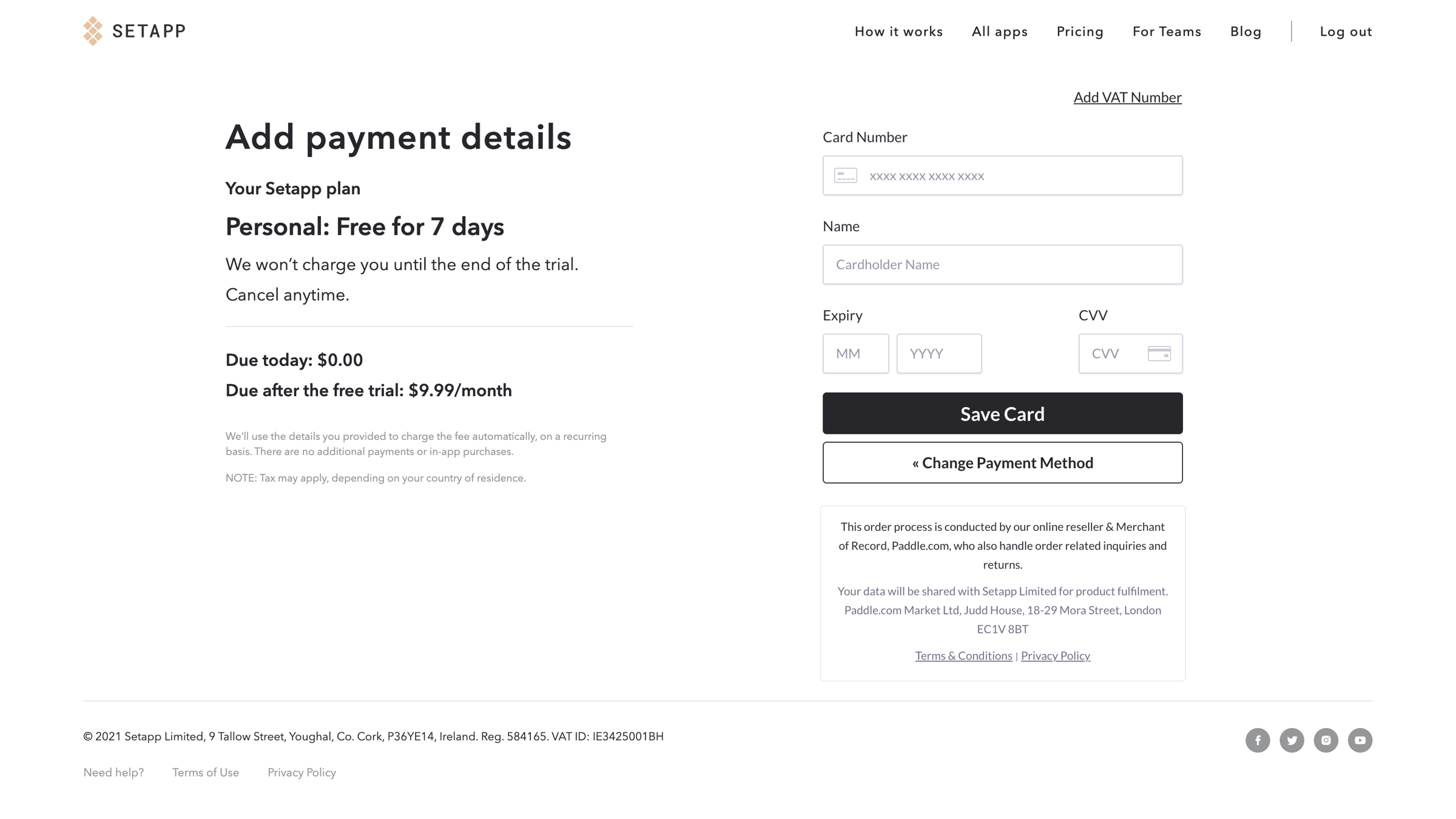 Setapp - Setapp | Personal User Account screen