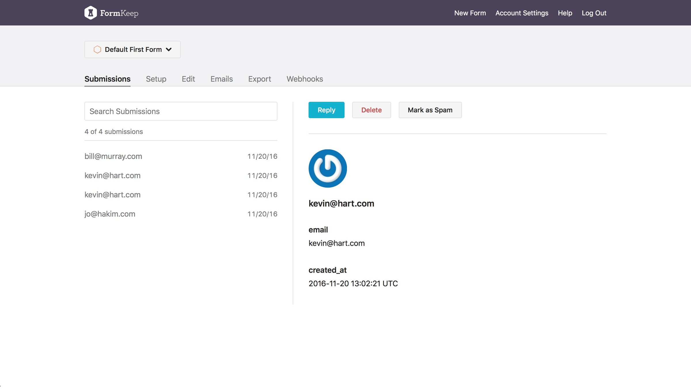 Formkeep - List screen
