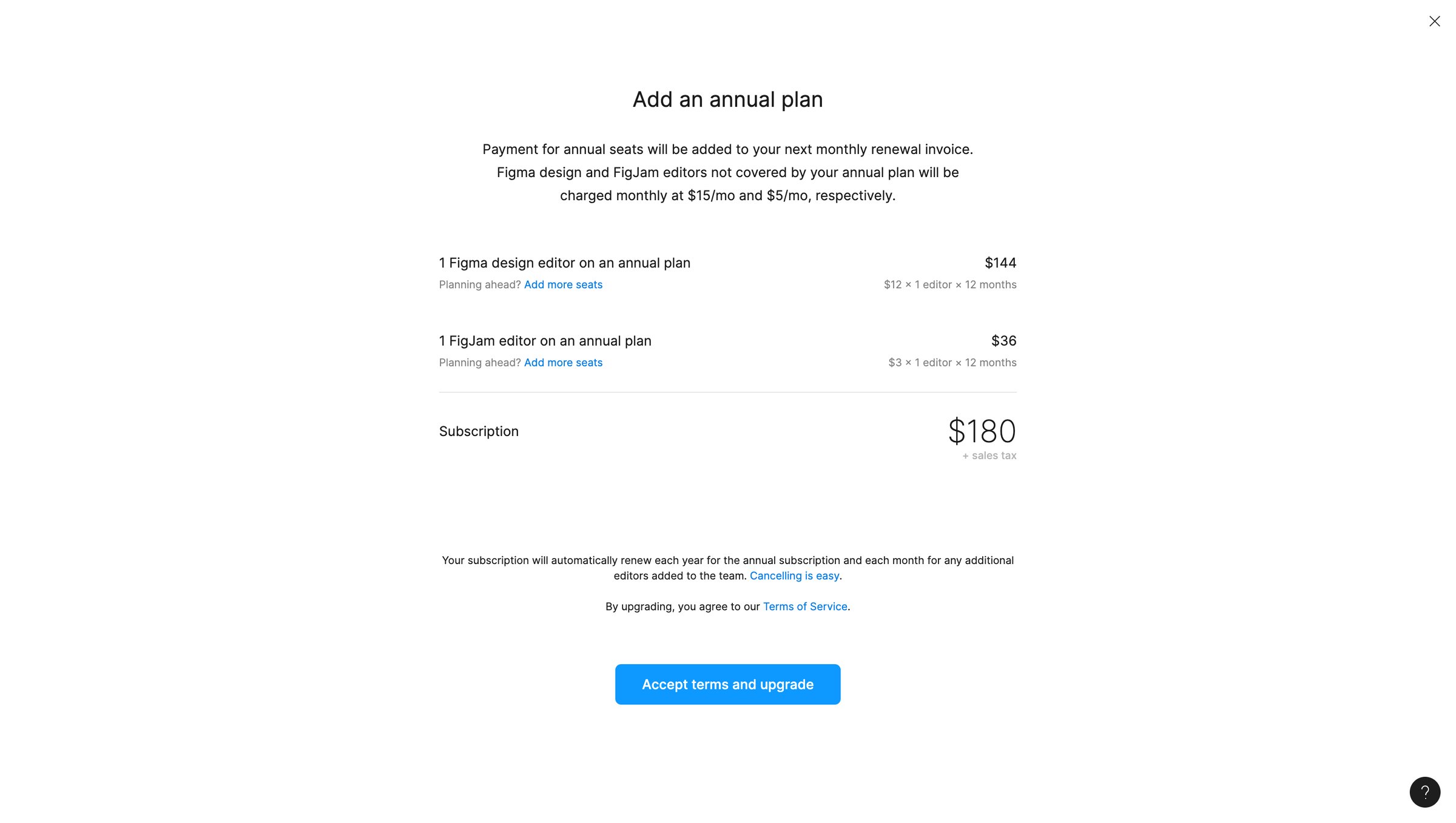 Figma - Add an annual plan – Figma screen