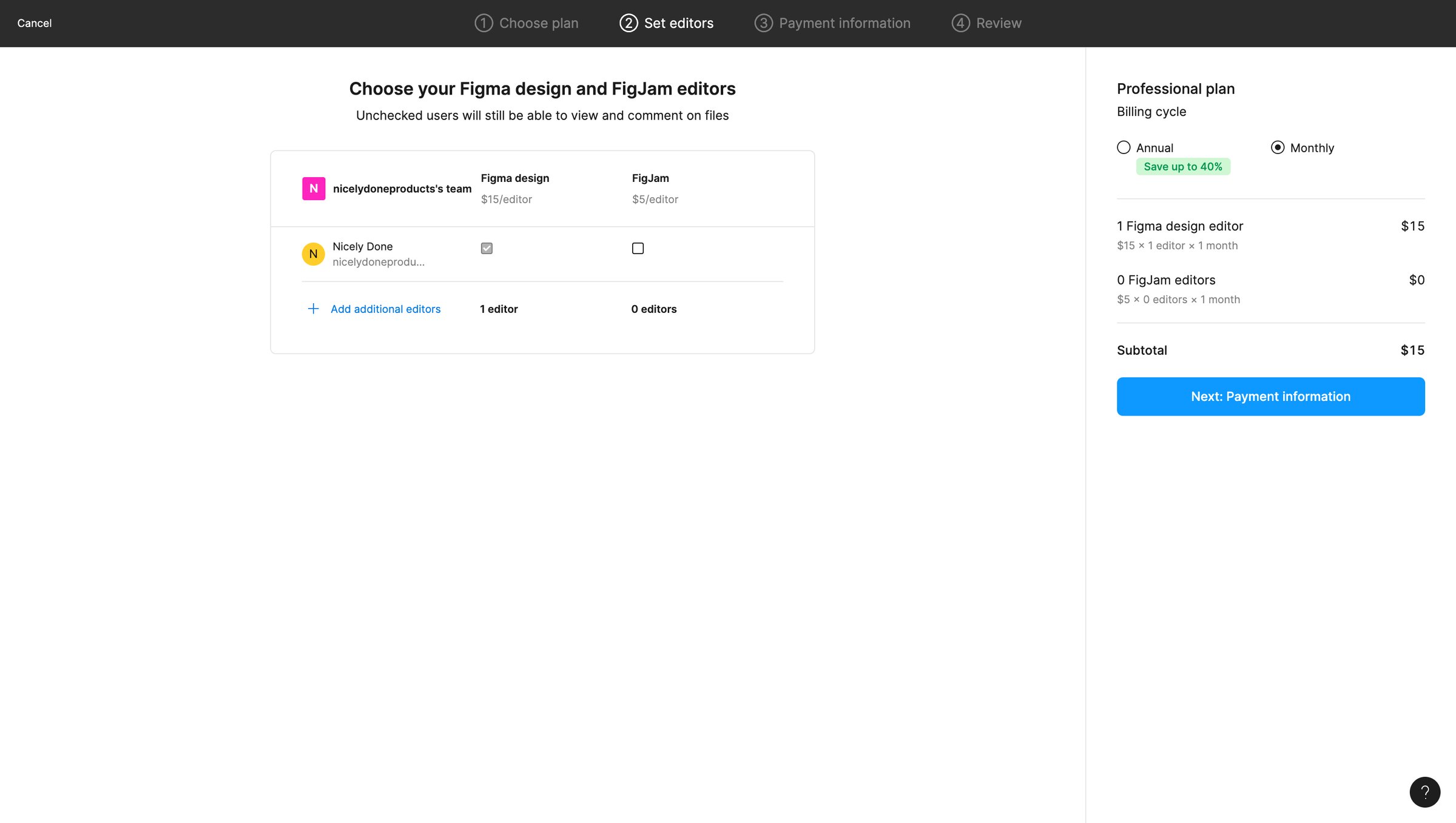 Figma - Upgrade nicelydoneproductss team – Figma screen
