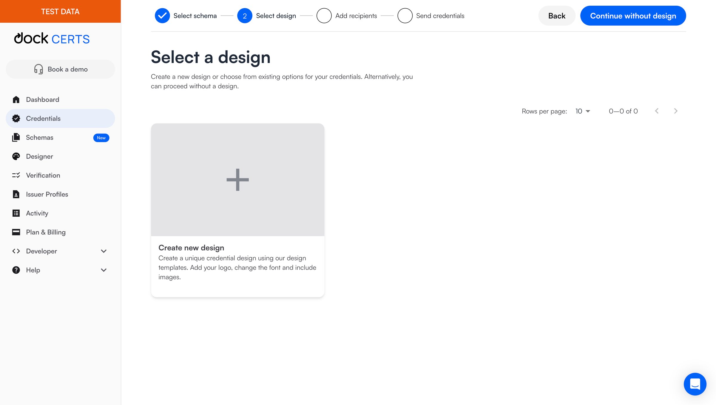 Dock - Dock Certs screen
