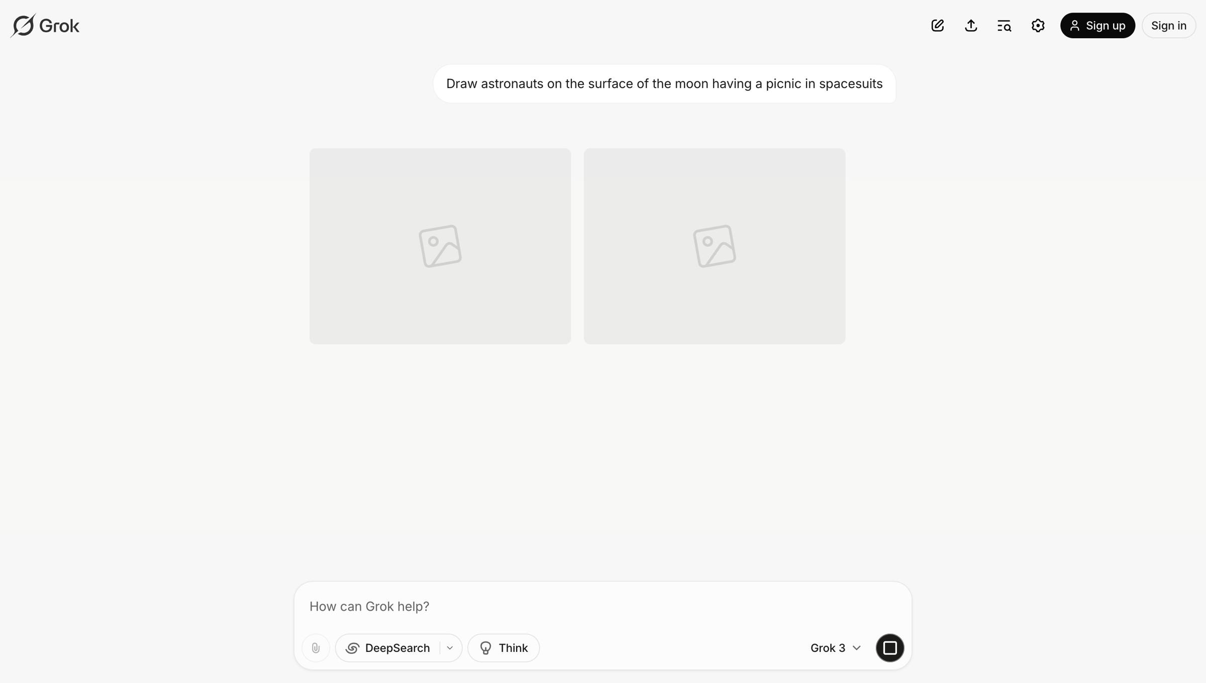 Grok - New conversation - Grok screen