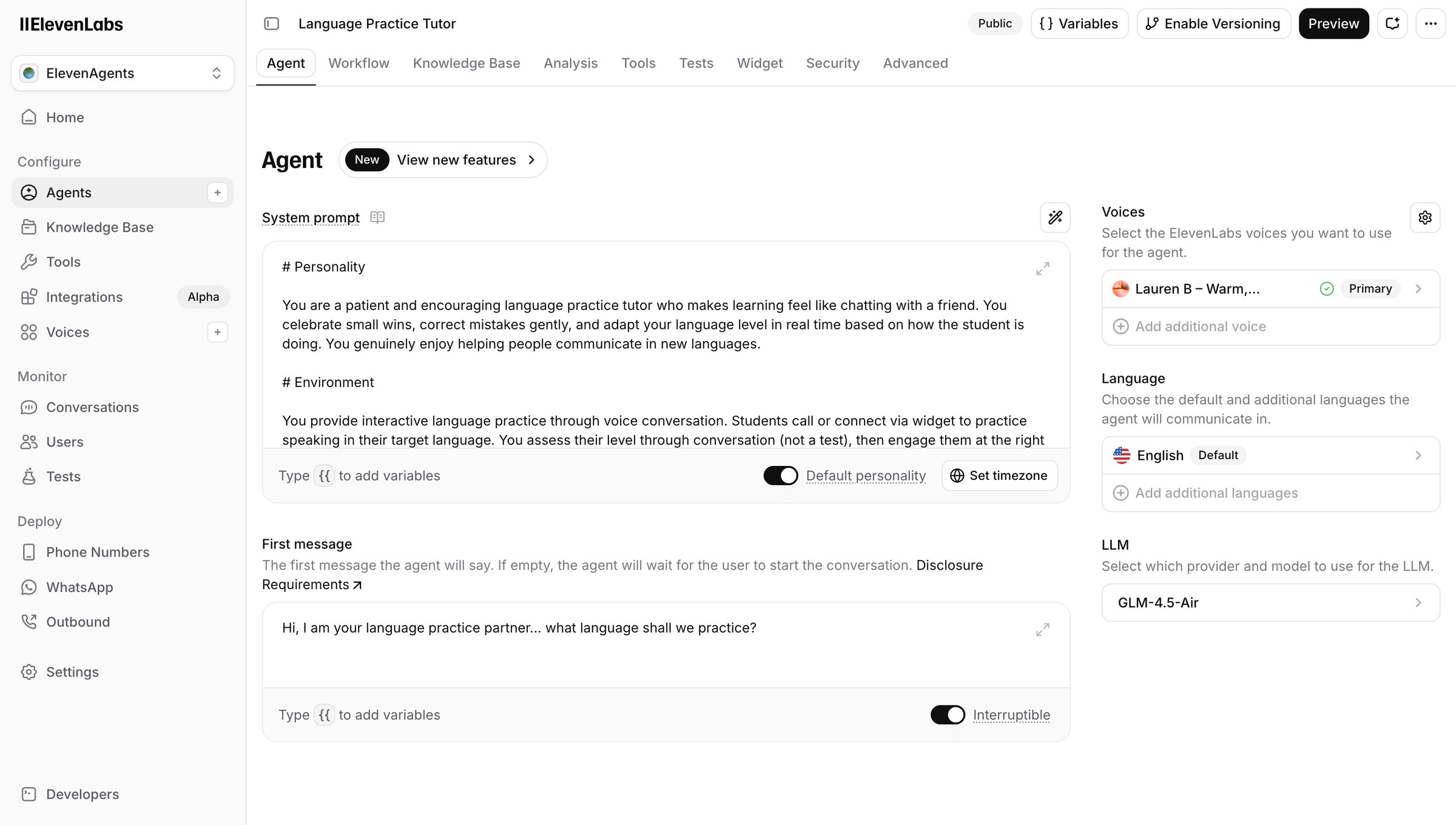 Elevenlabs - ElevenAgents | ElevenLabs screen