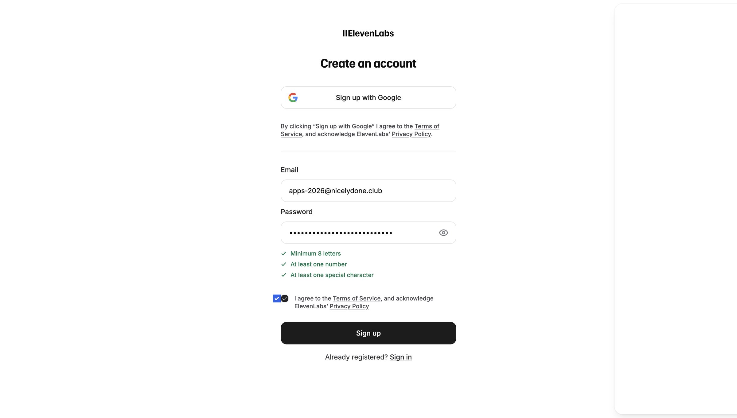 Sign Up | ElevenLabs from Elevenlabs