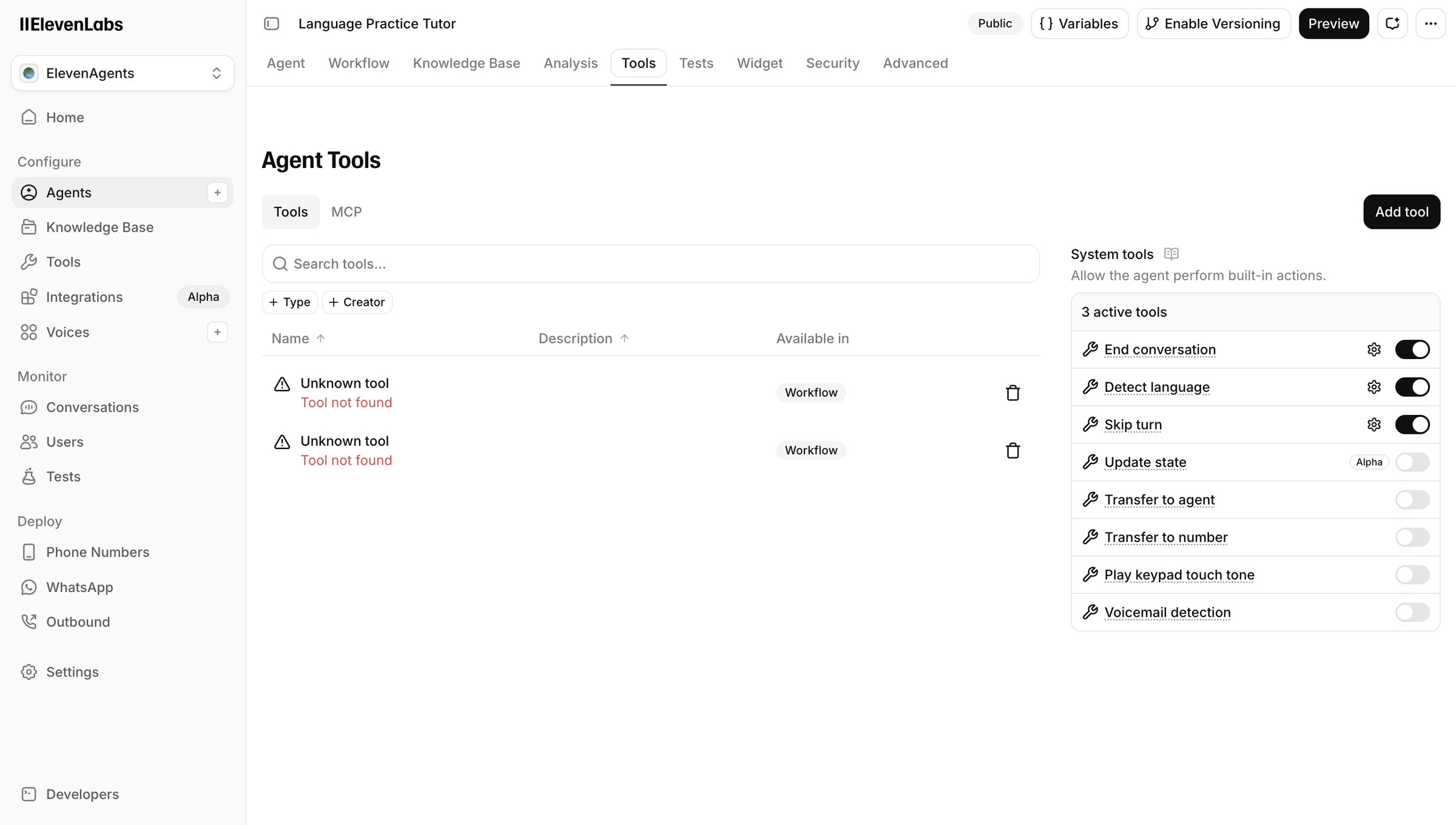 Elevenlabs - ElevenAgents | ElevenLabs screen