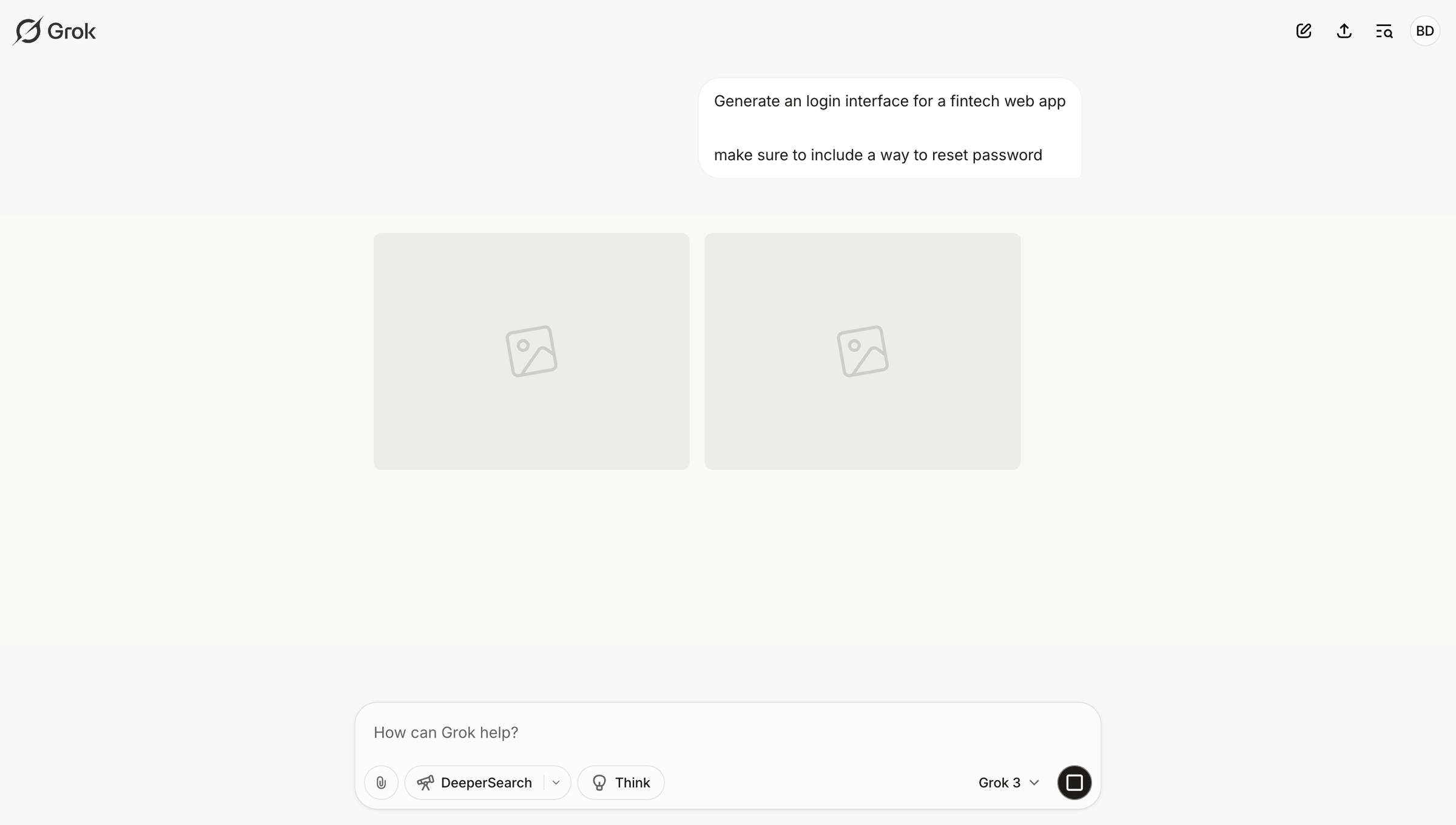 Grok - New conversation - Grok screen