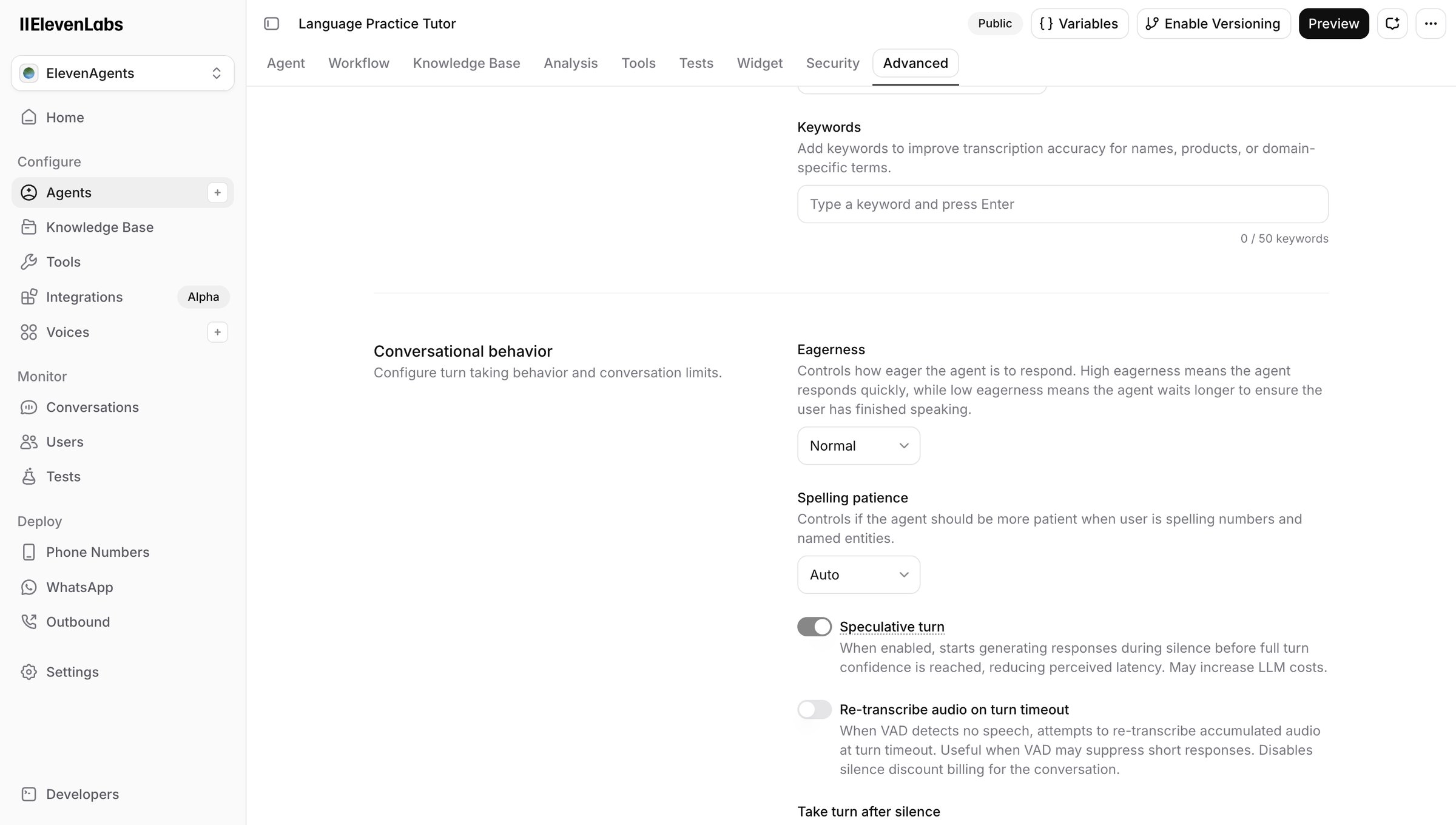 Elevenlabs - ElevenAgents | ElevenLabs screen