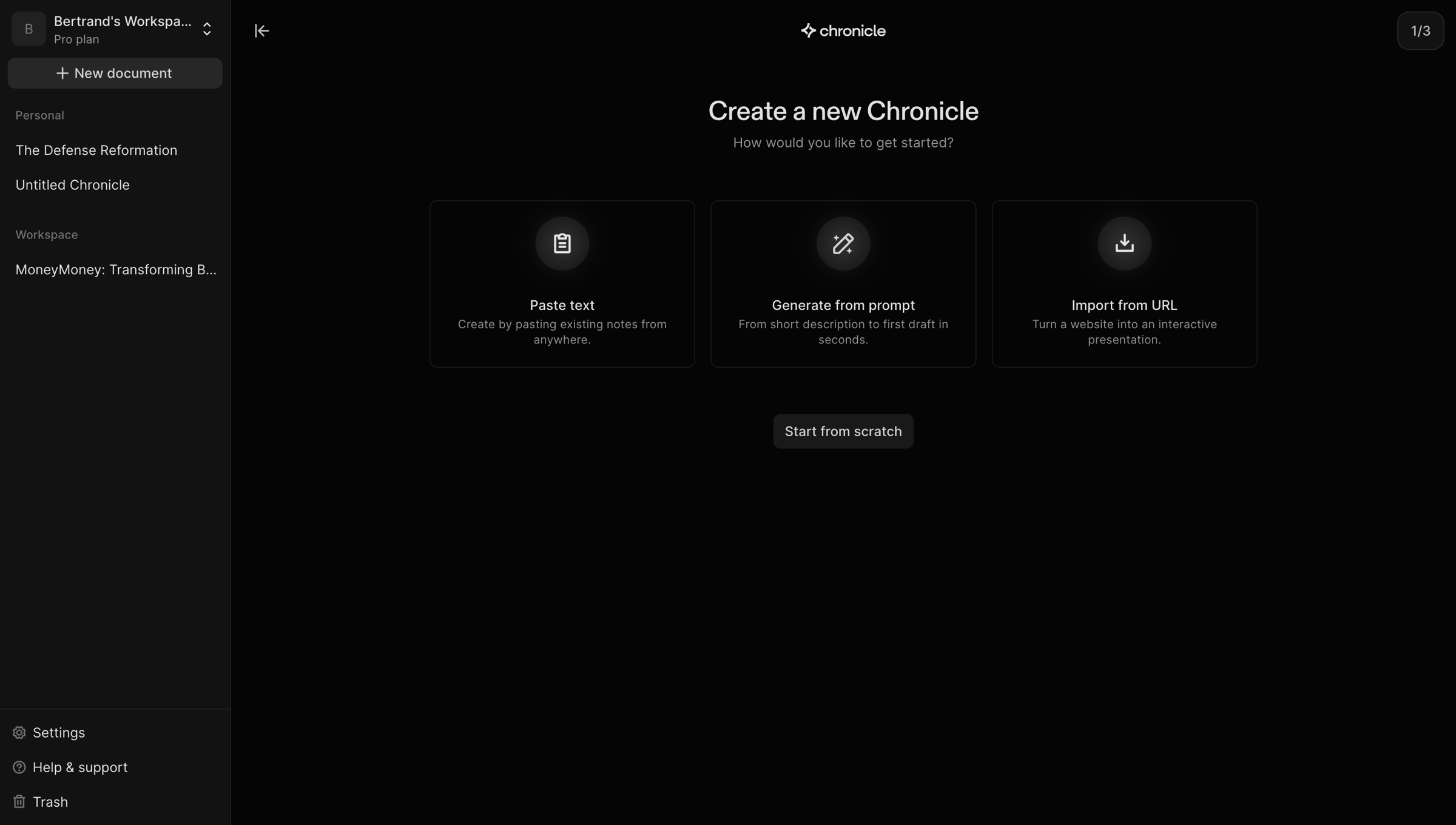 Chronicle screen