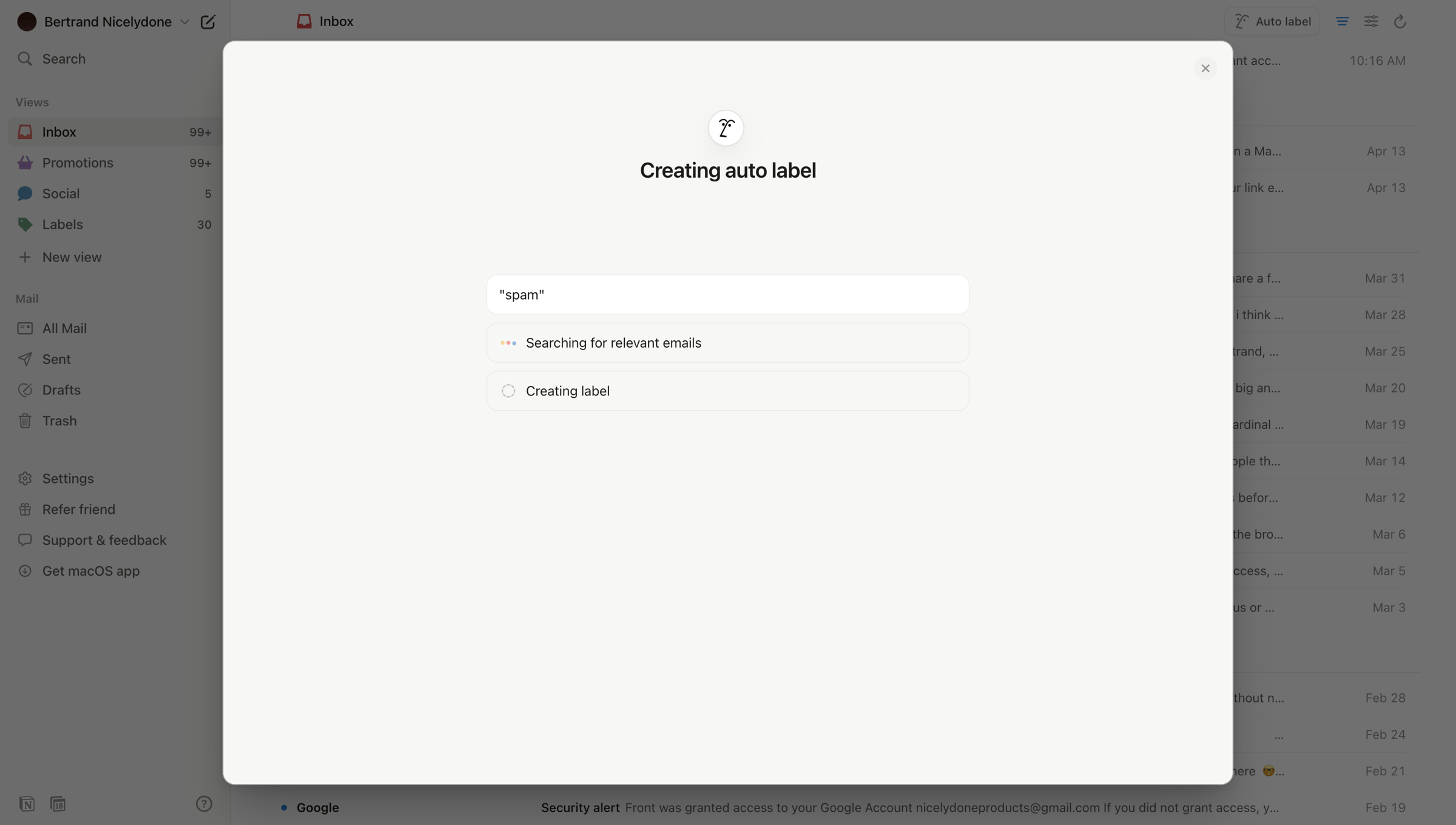 Notion Mail - 99+ • Inbox • nicelydoneproducts@gmail.com • Notion Mail screen