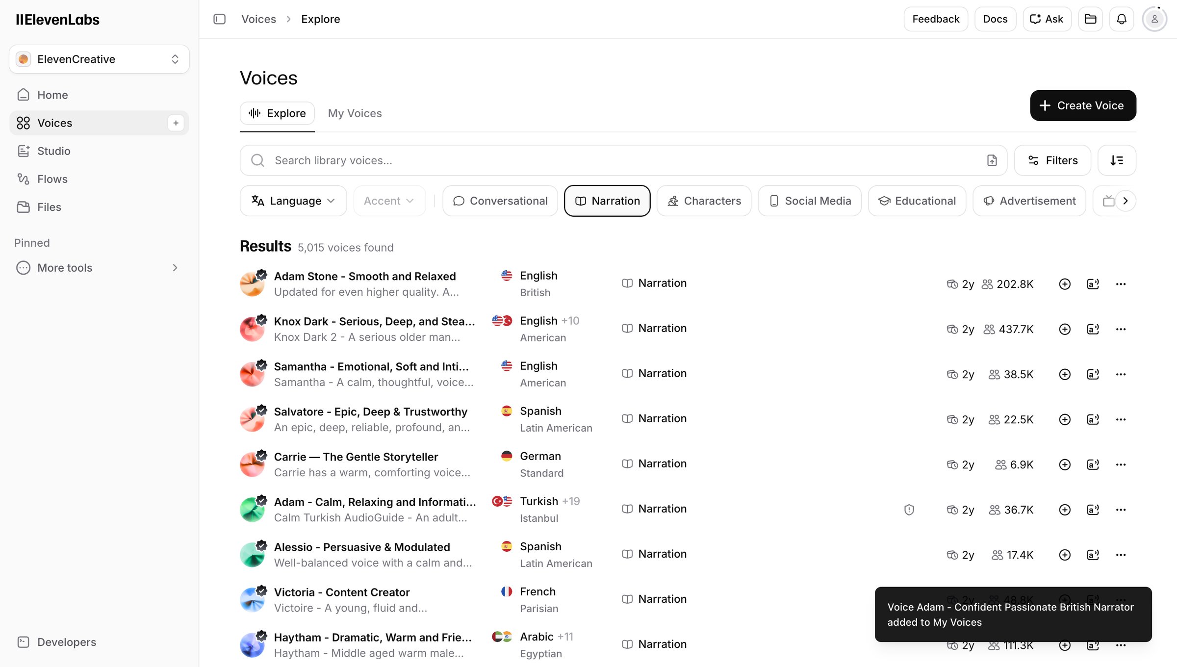 Voices | ElevenLabs from Elevenlabs