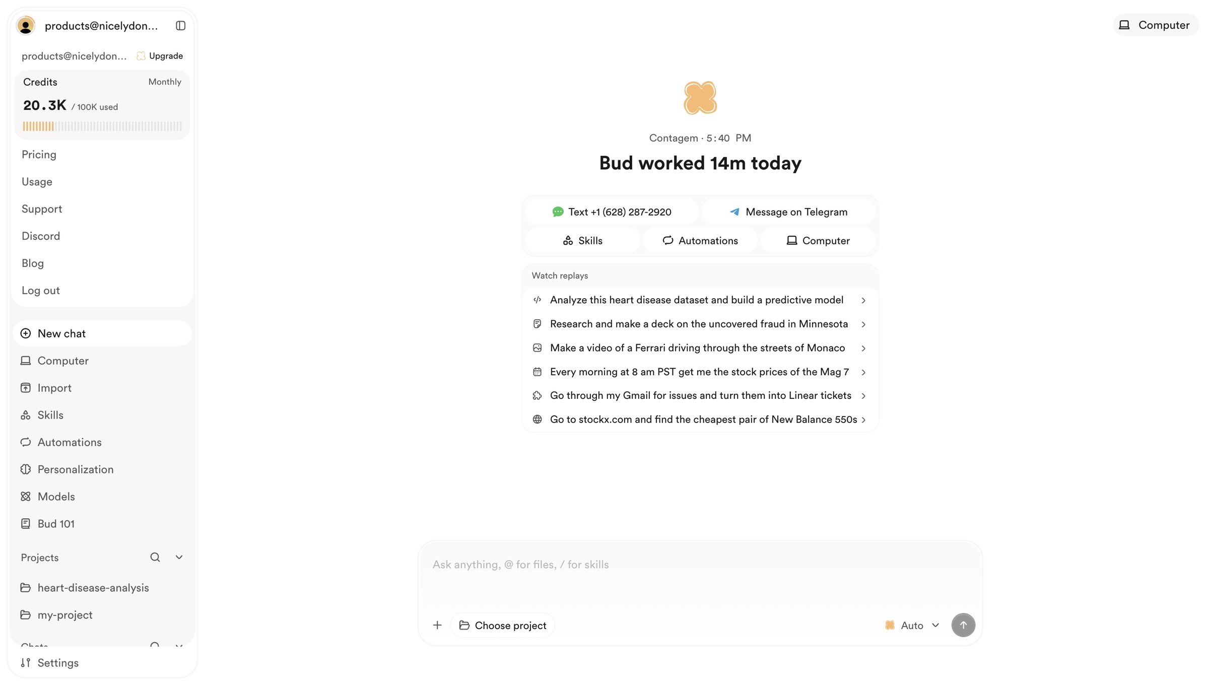 Bud - Bud - Your AI Worker screen