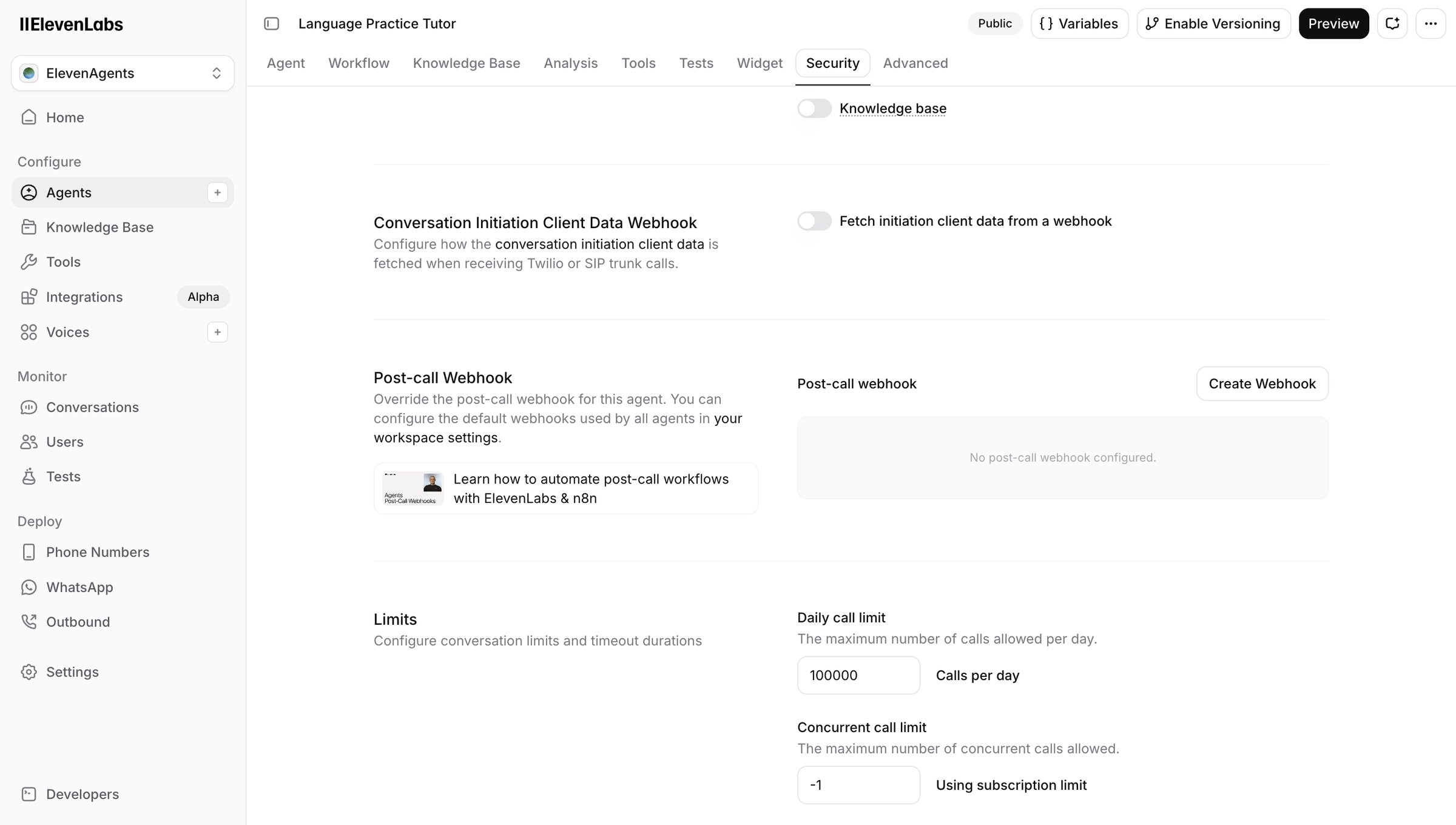 Elevenlabs - ElevenAgents | ElevenLabs screen