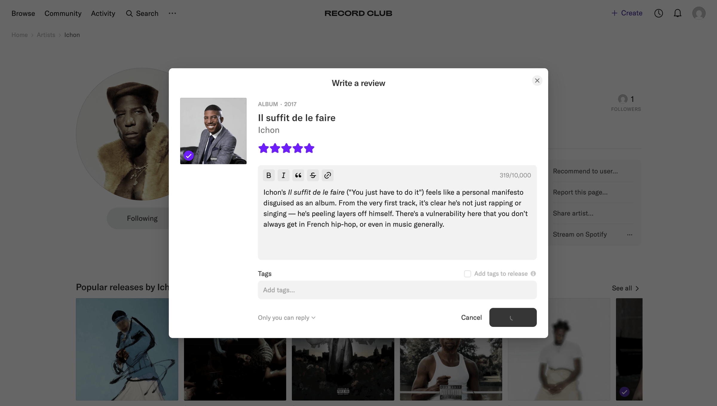 Record club - Ichon – Record Club screen